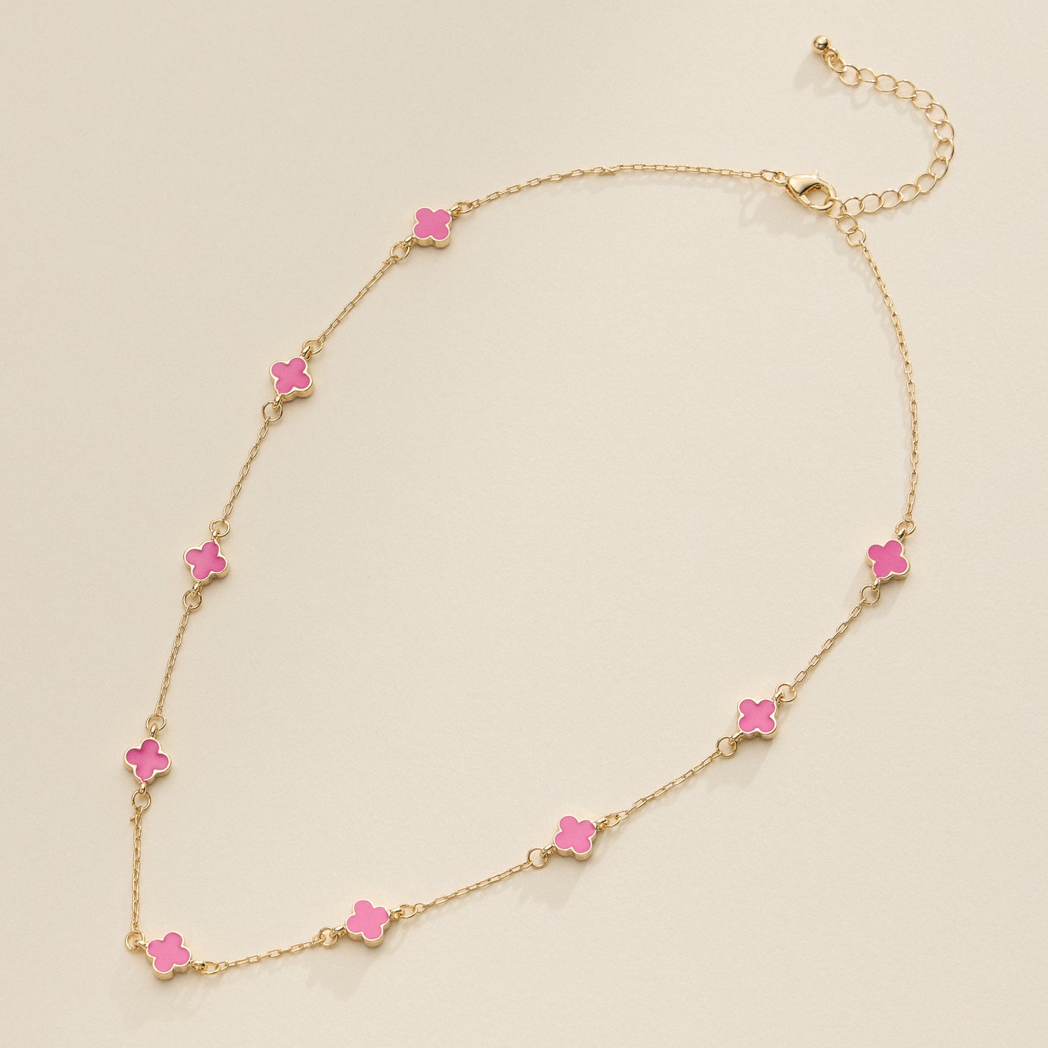 Enamel Clover Station Necklace – Multiple Colors Available