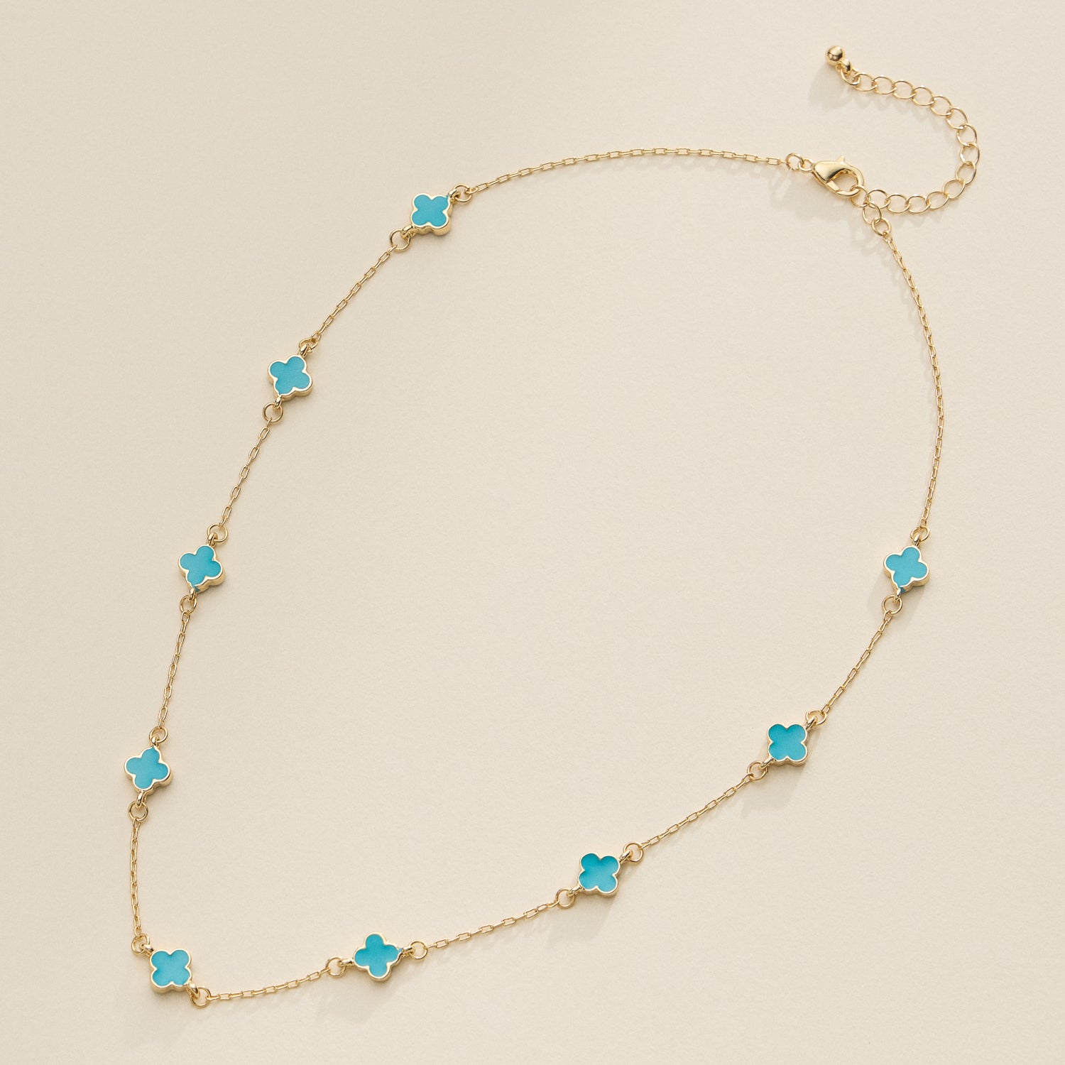 Enamel Clover Station Necklace