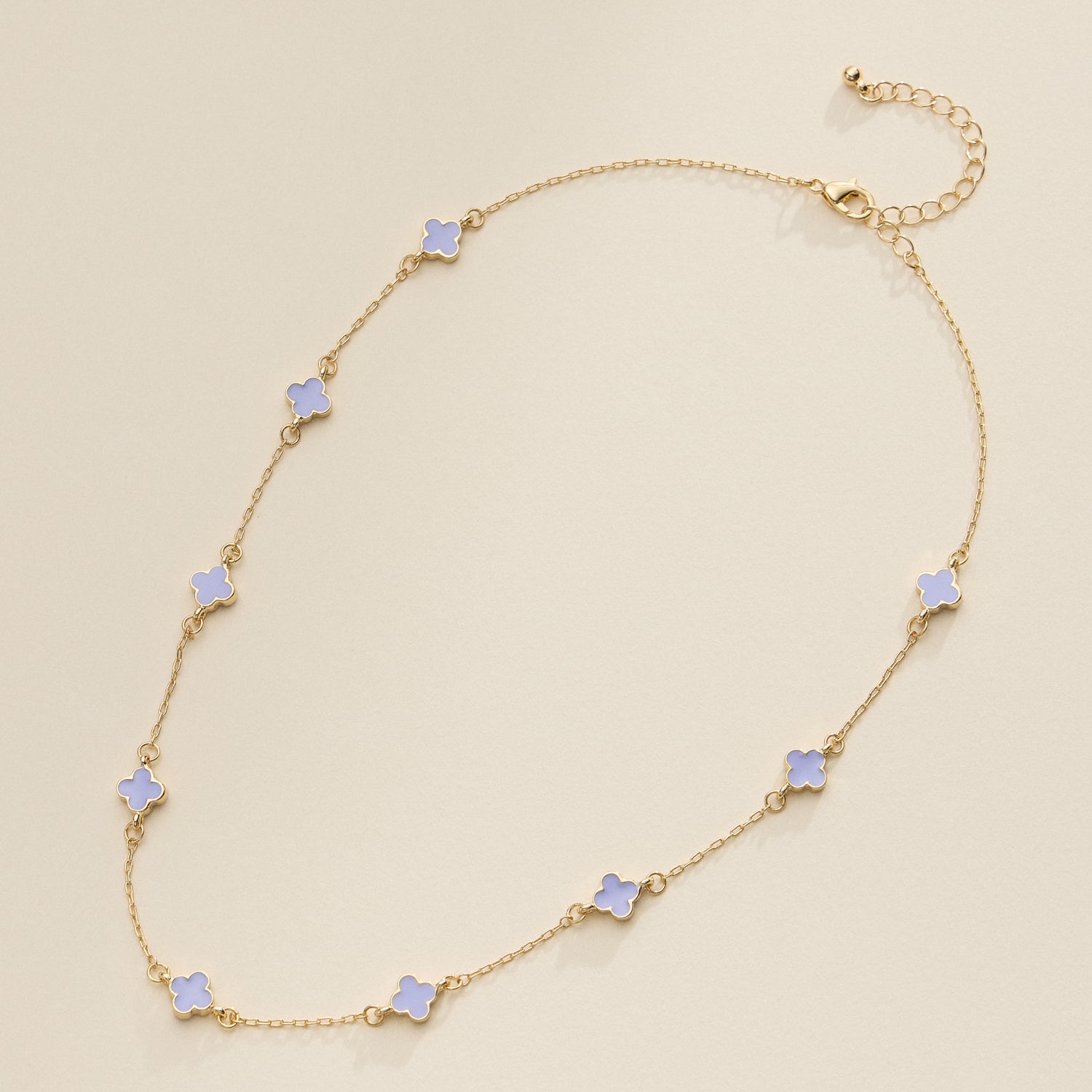 Enamel Clover Station Necklace