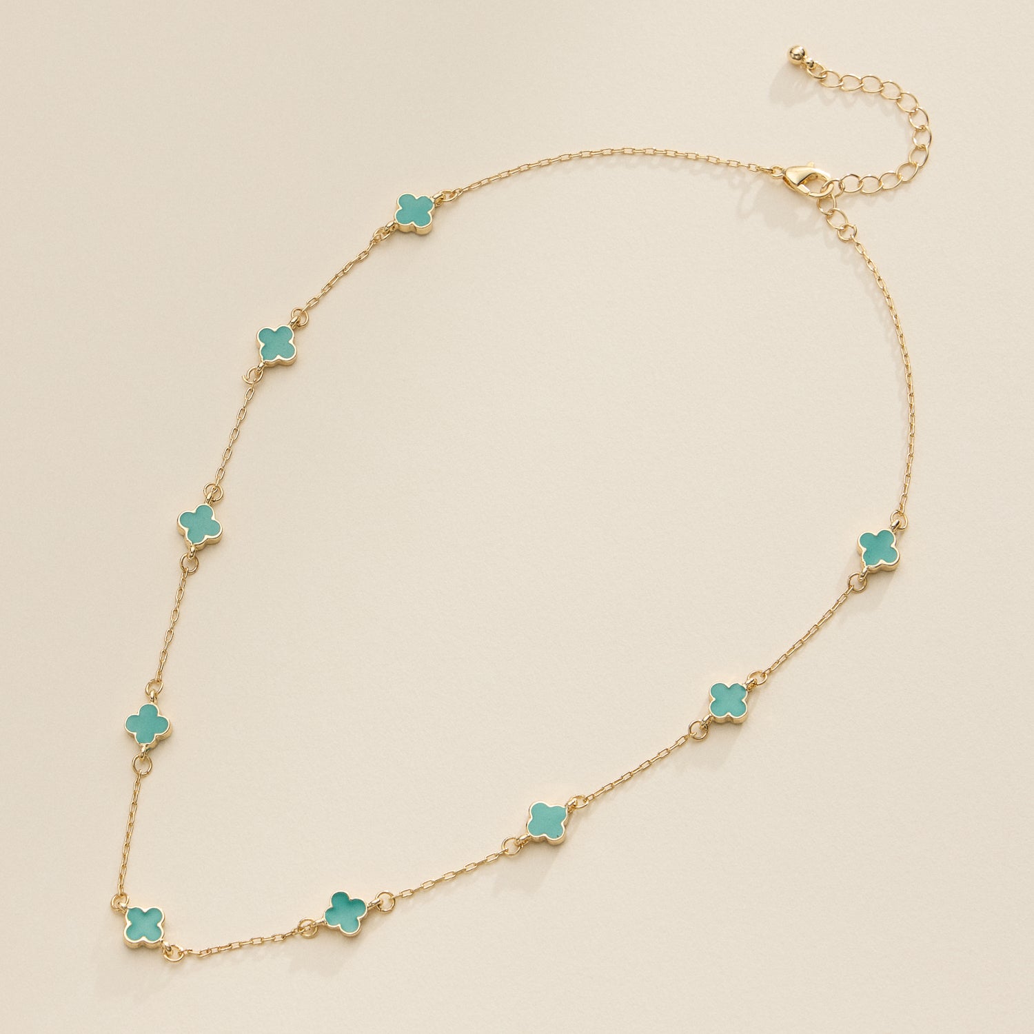 Enamel Clover Station Necklace