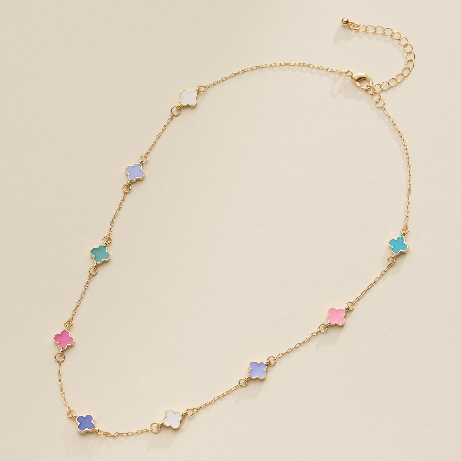 Enamel Clover Station Necklace – Multiple Colors Available