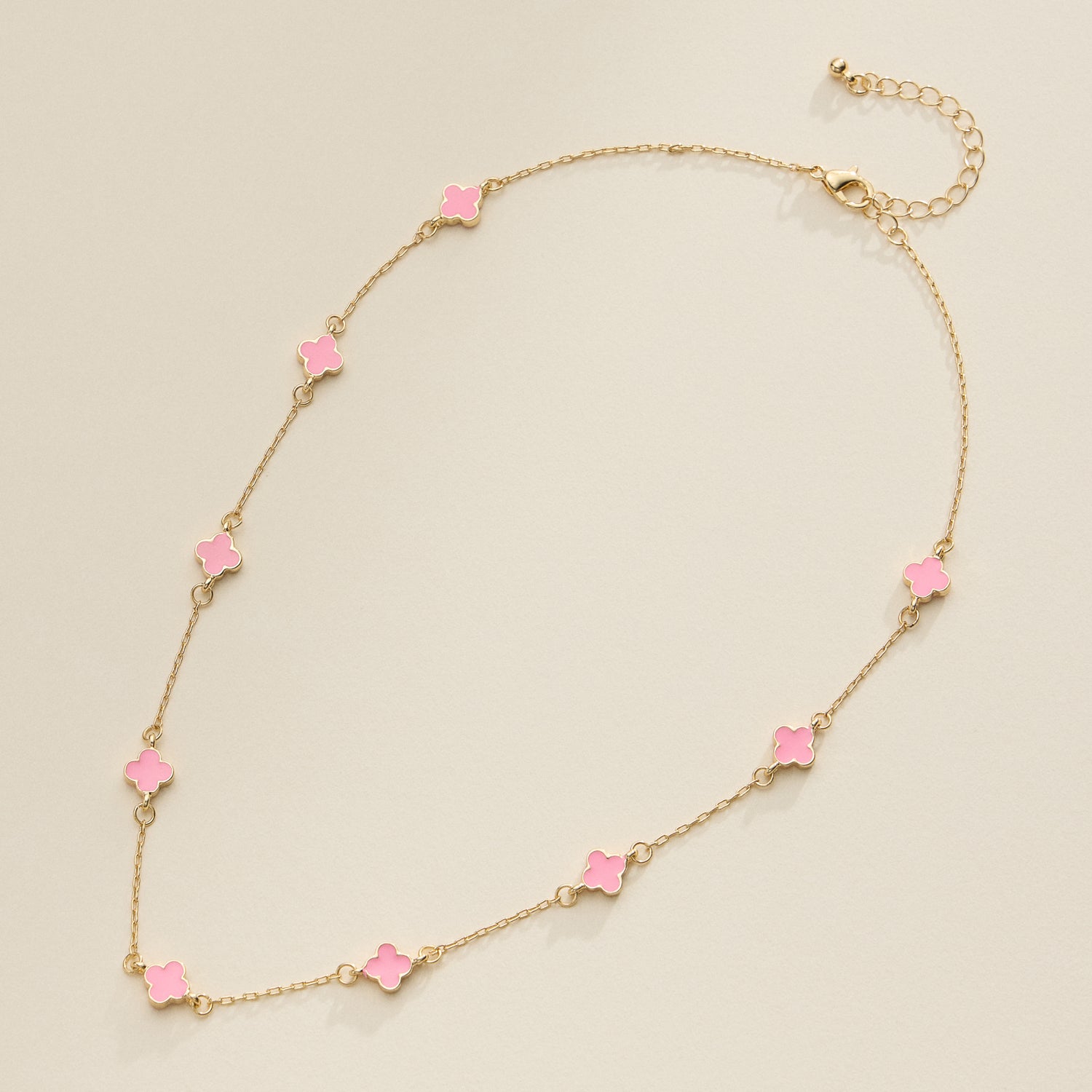 Enamel Clover Station Necklace