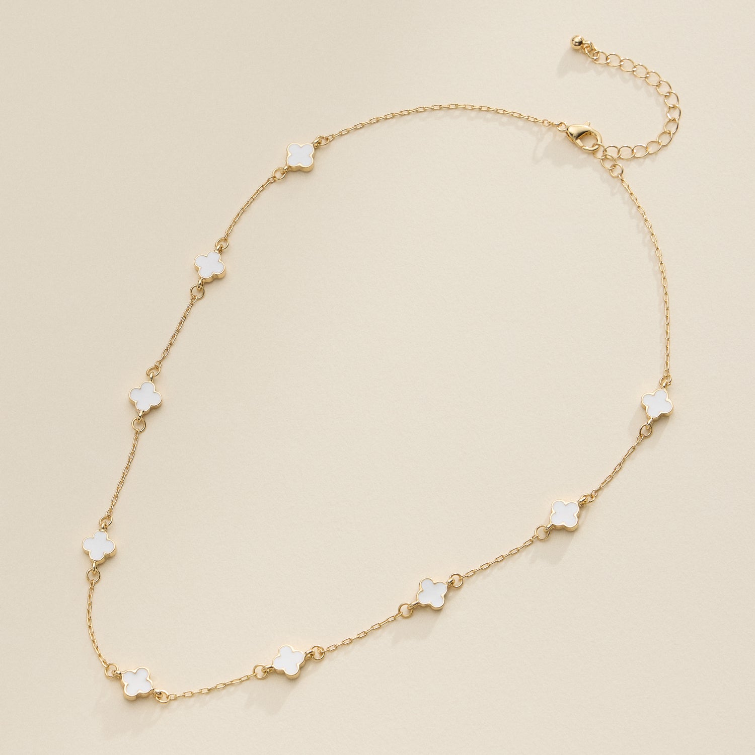 Enamel Clover Station Necklace