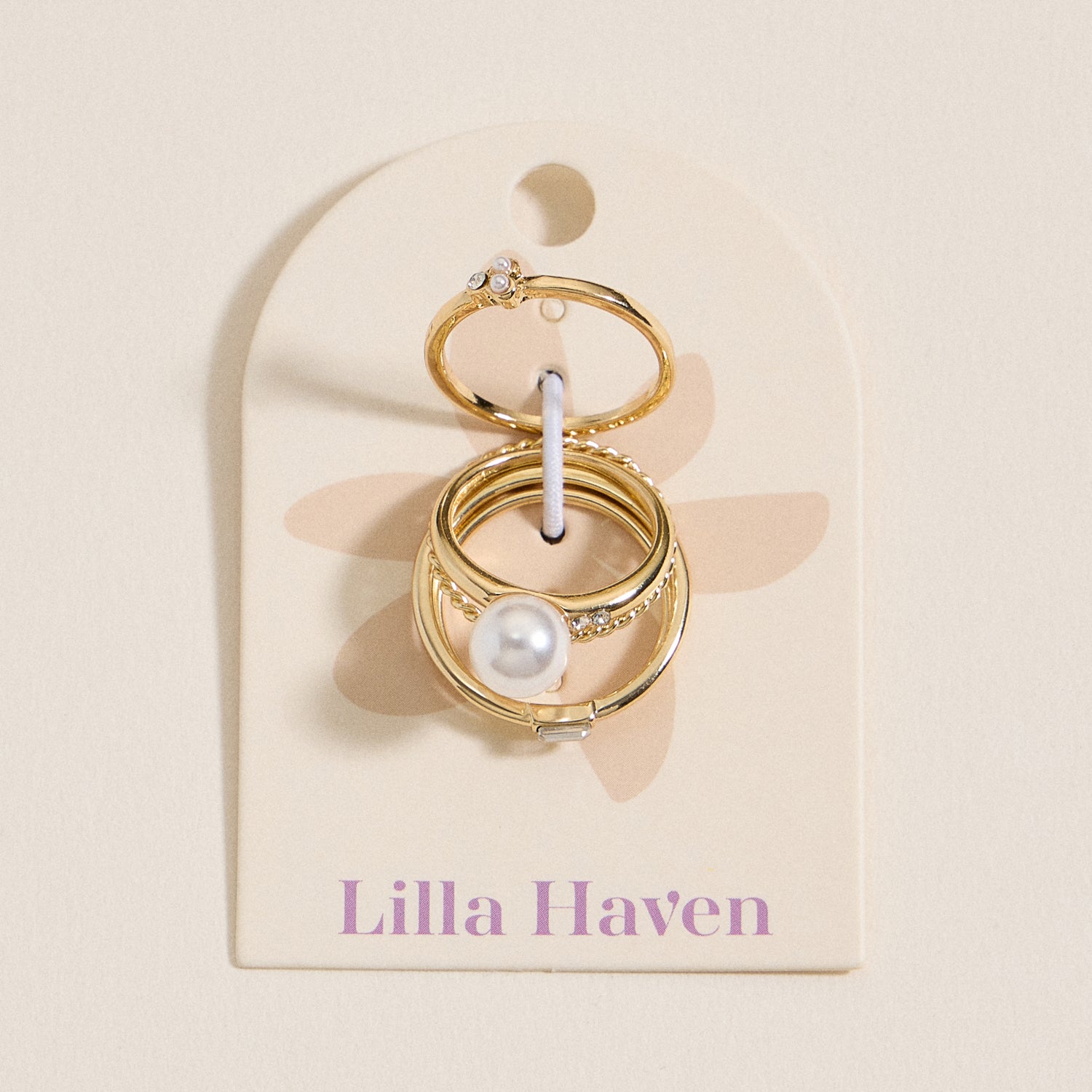 Gold Pearl Accent Ring Set