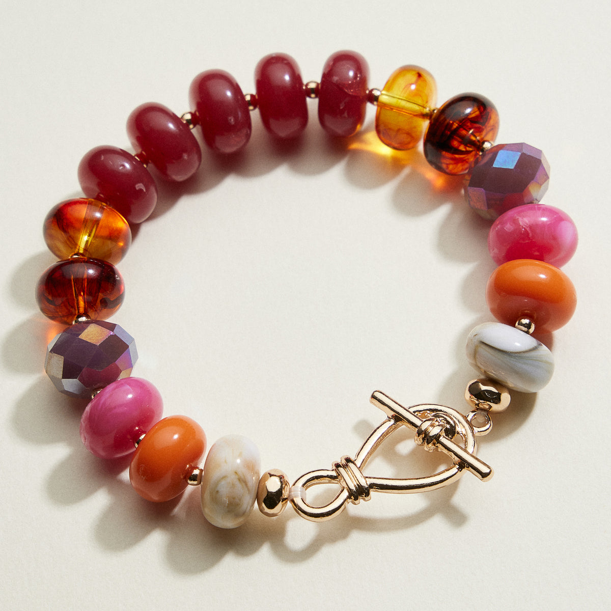 Multicolored Bead Toggle Stretch Bracelet | Beaded Jewelry