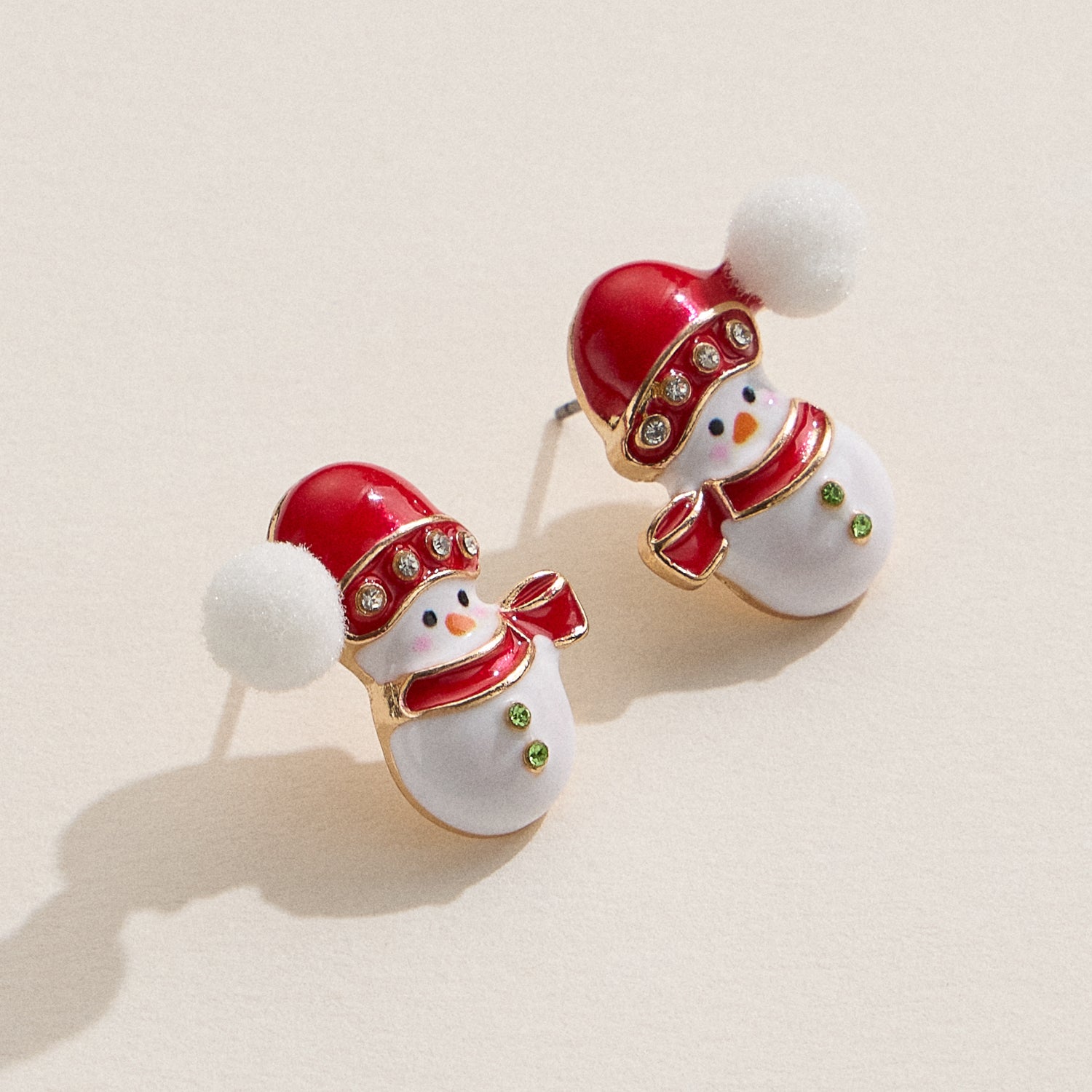 Winter Snowman Stud Earrings with Titanium Posts