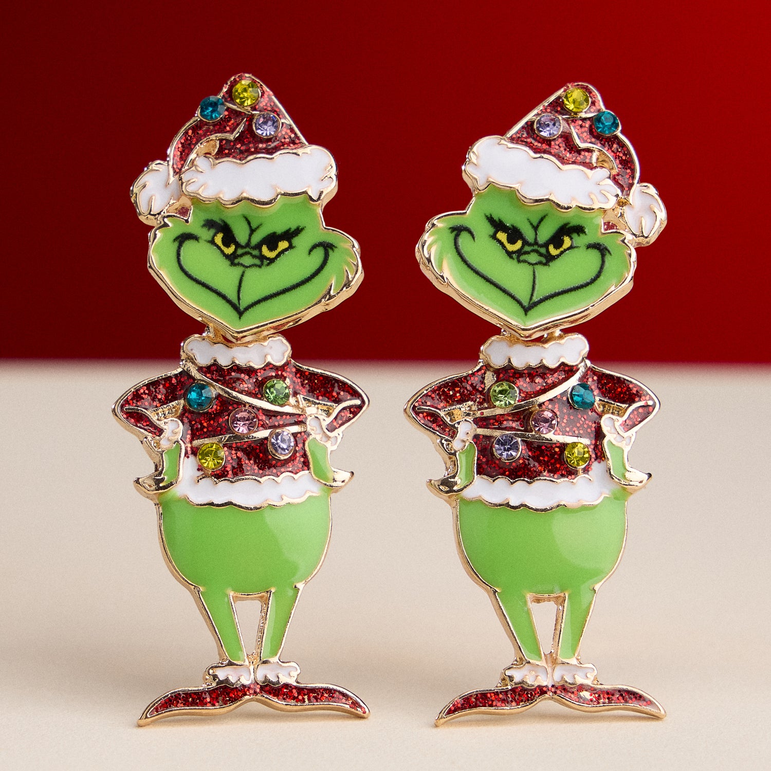 Emerald Holiday Creature Earrings