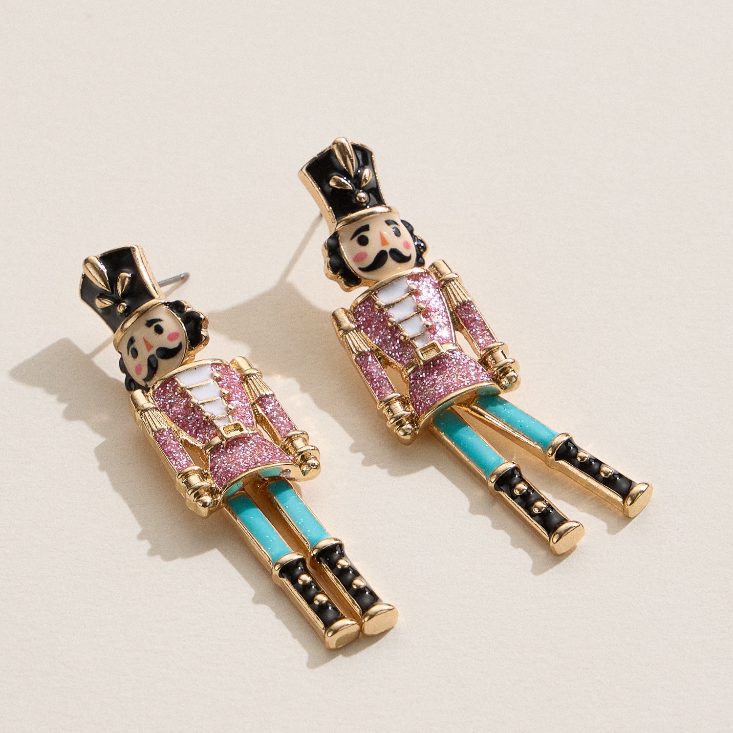 Timeless Holiday Nutcracker Stud Earrings with Enamel Finish and Titanium Posts