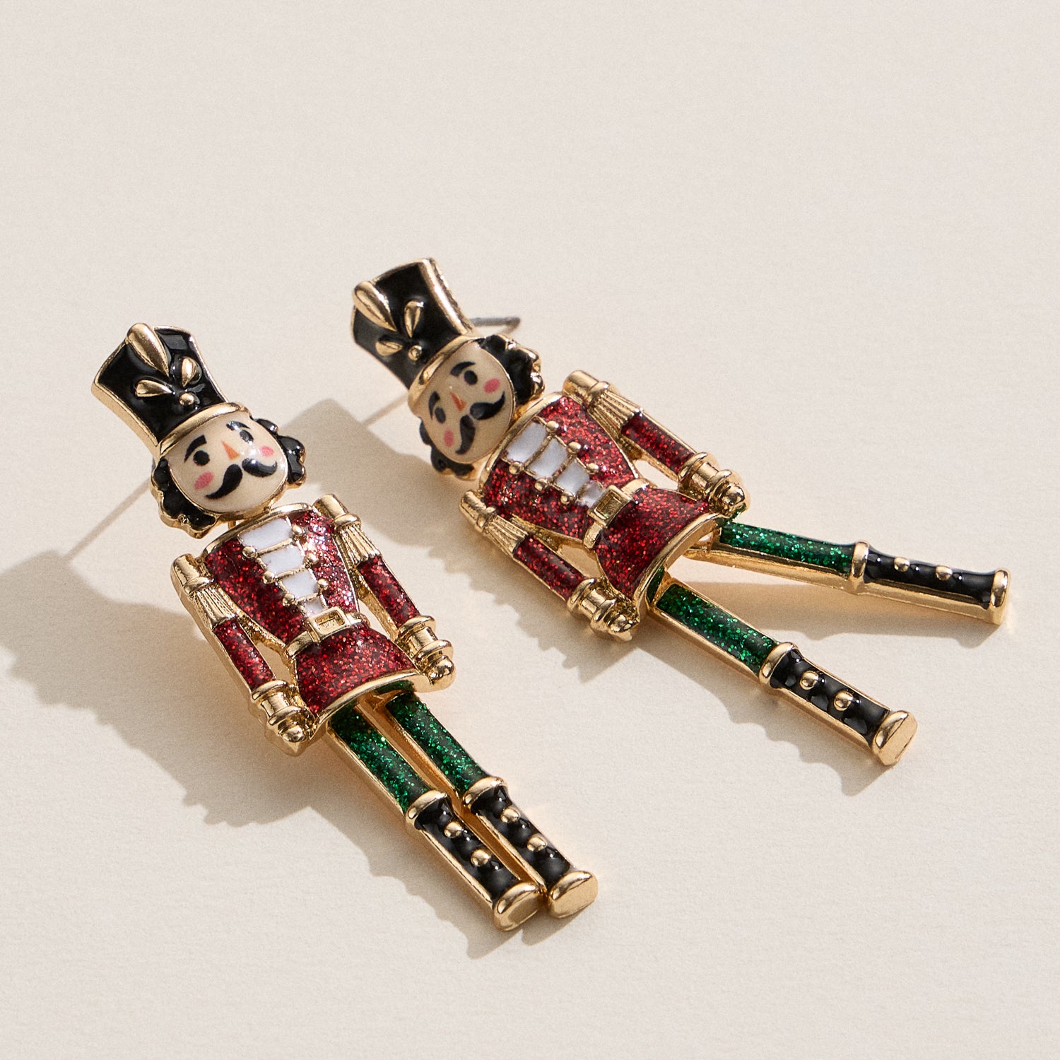 Timeless Holiday Nutcracker Stud Earrings with Enamel Finish and Titanium Posts