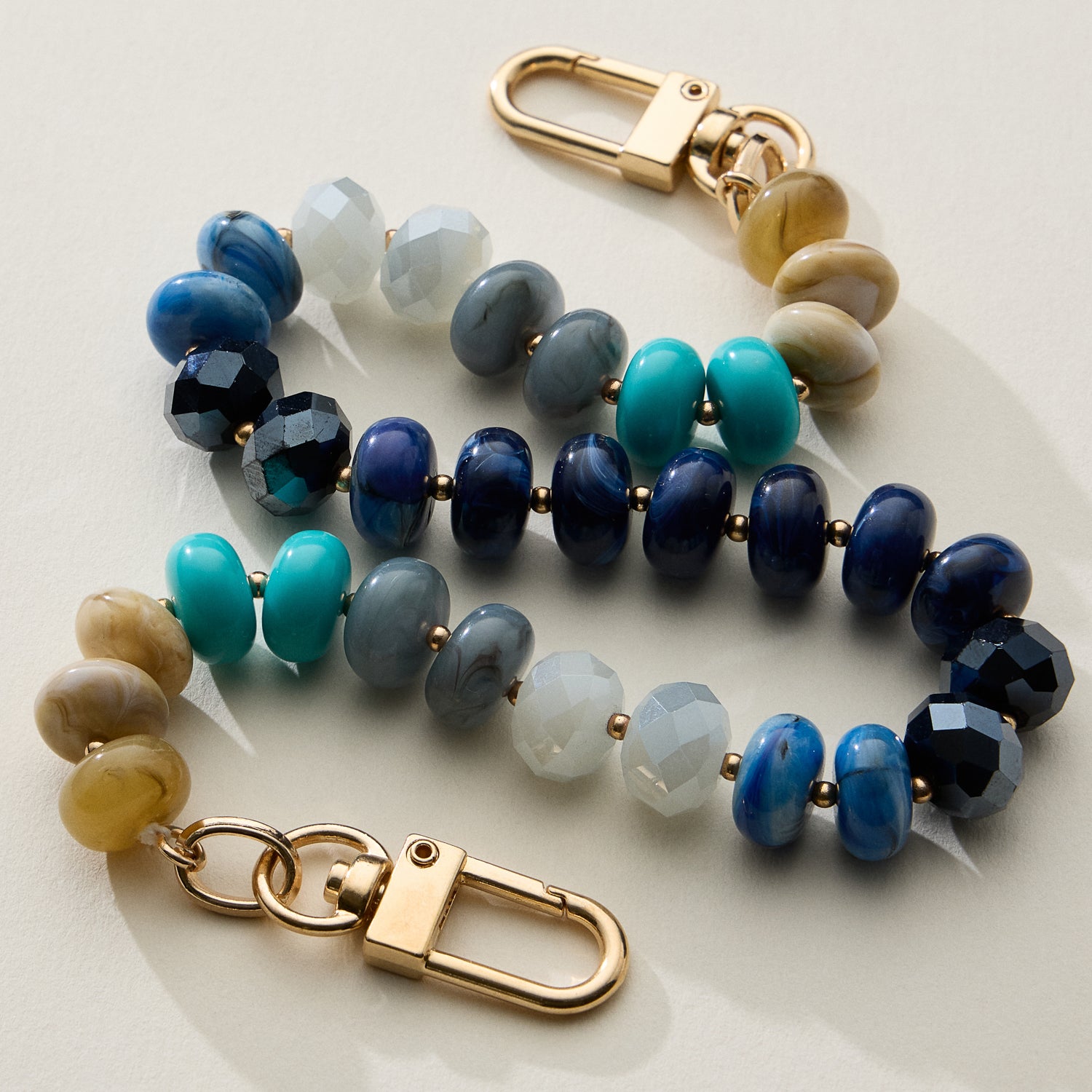 Mixed Bead Bag Keychain with Gold Clasps