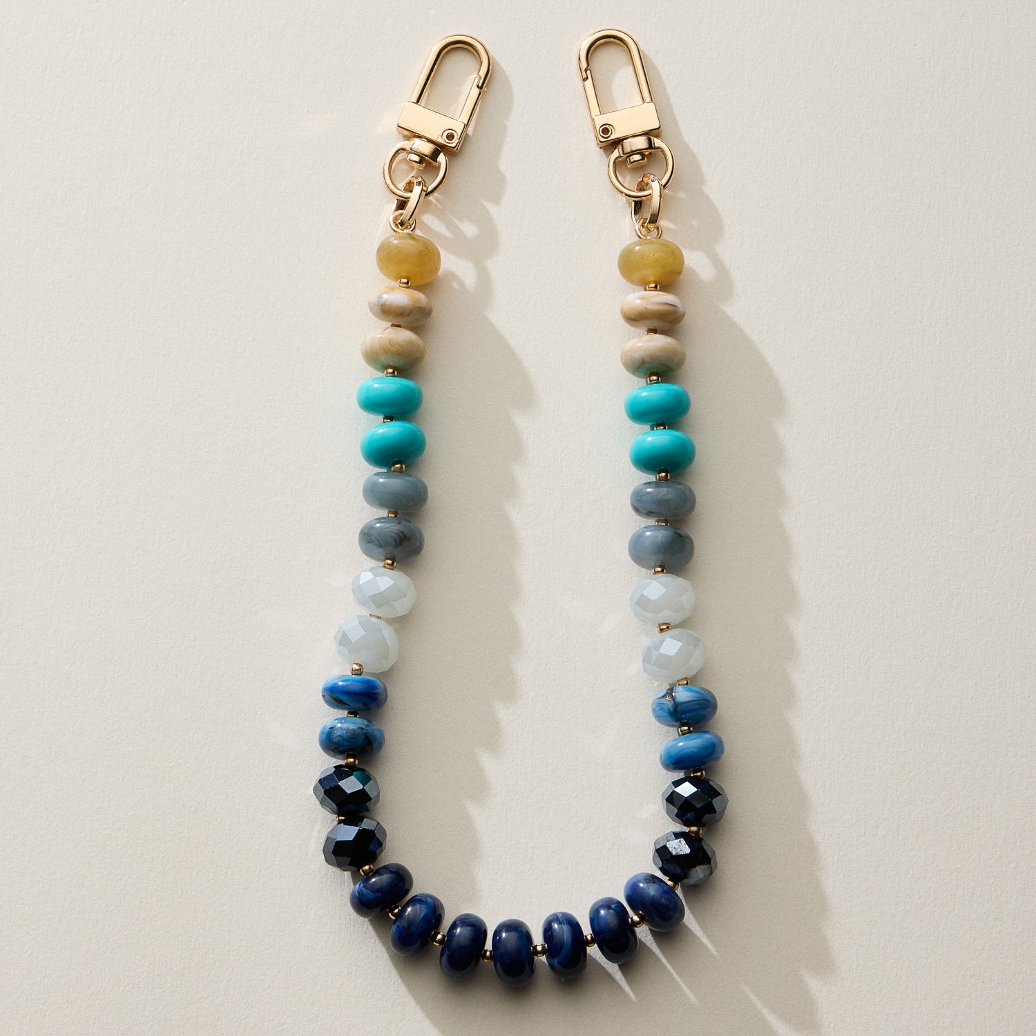 Mixed Bead Bag Keychain with Gold Clasps