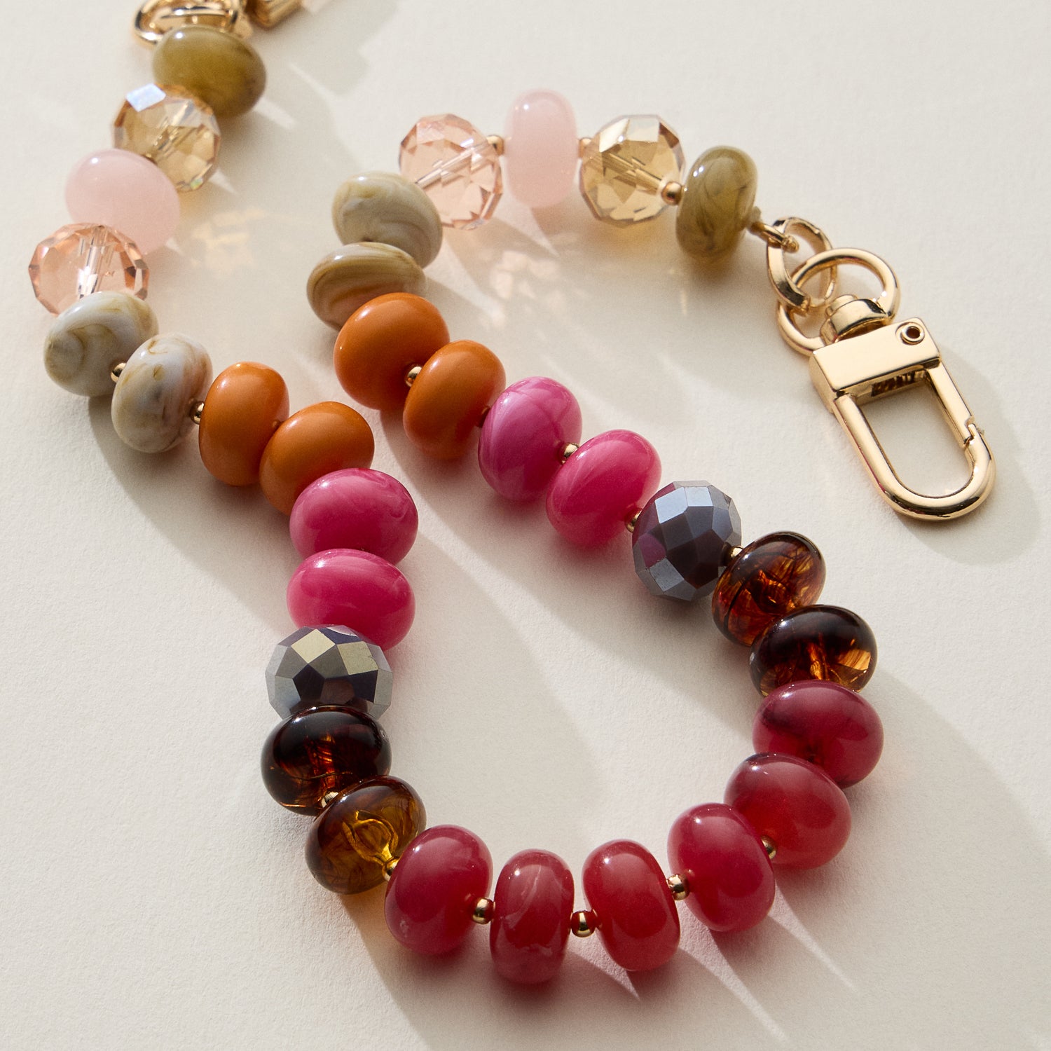 Mixed Bead Bag Keychain with Gold Clasps