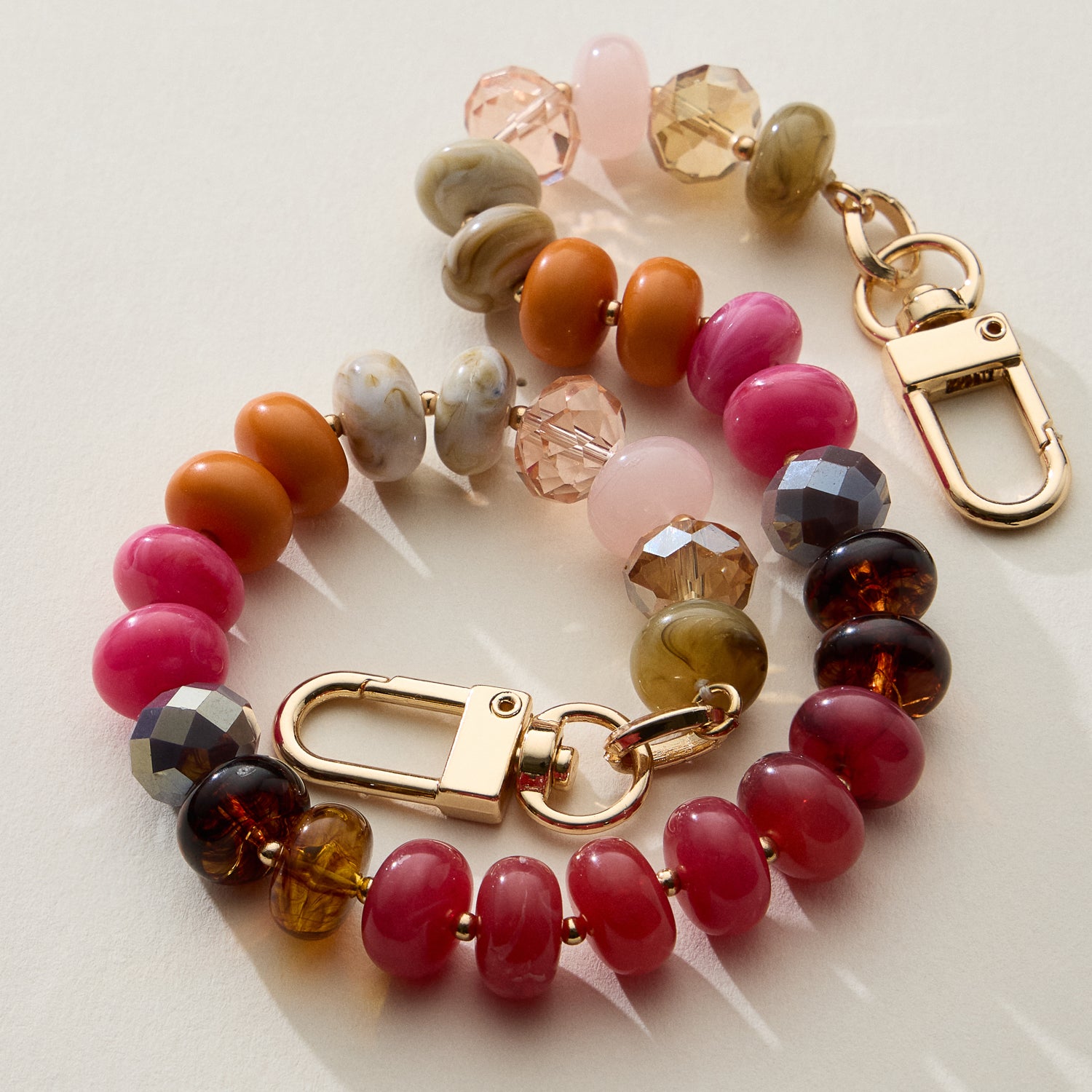 Mixed Bead Bag Keychain with Gold Clasps