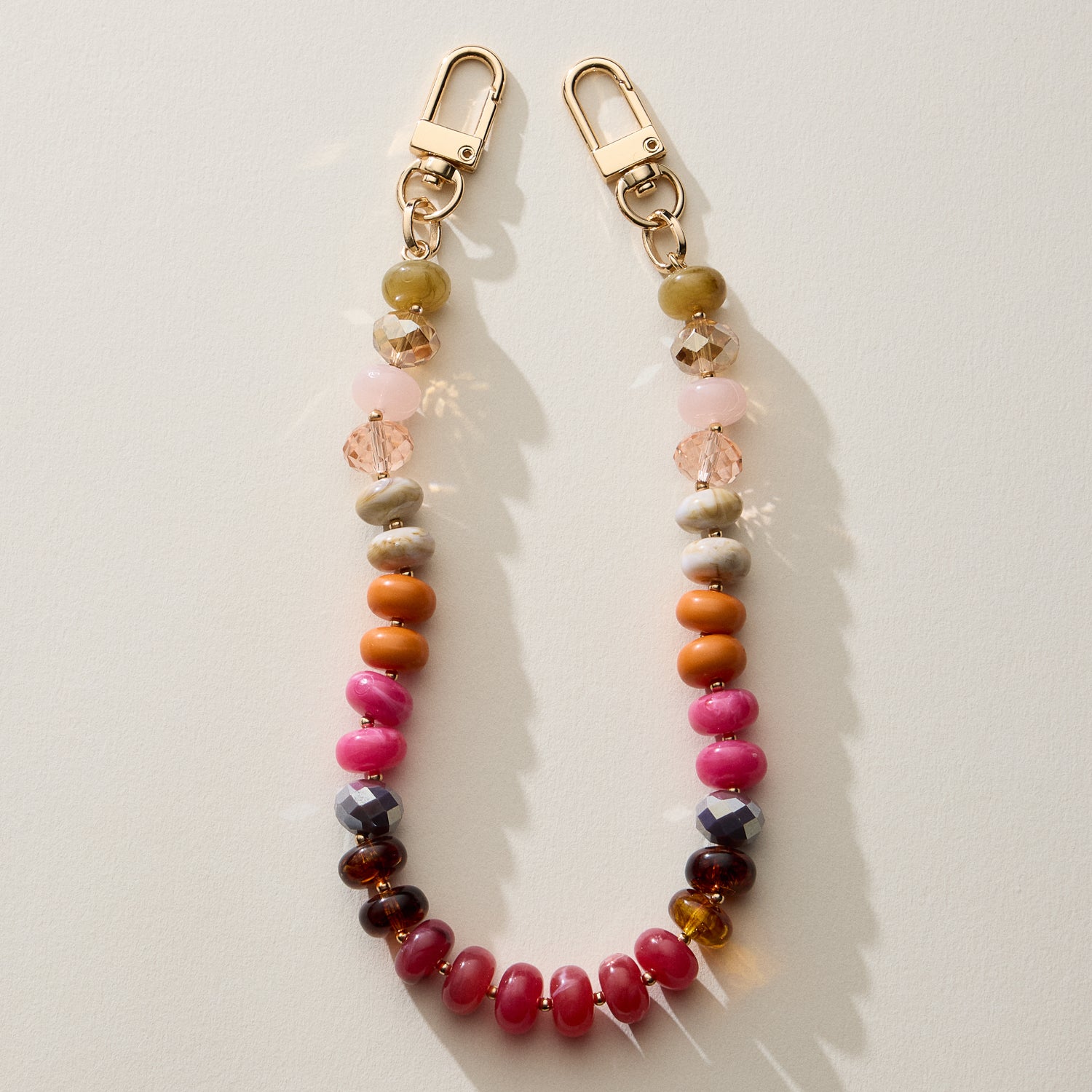 Mixed Bead Bag Keychain with Gold Clasps