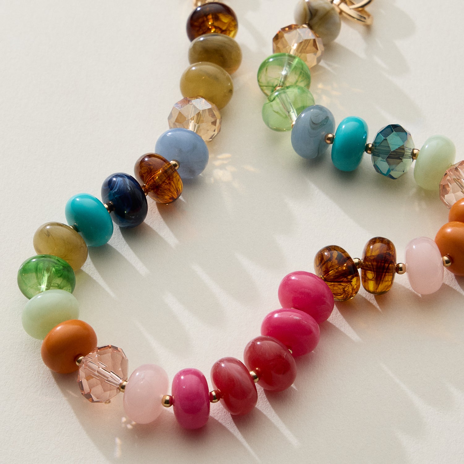 Mixed Bead Bag Keychain with Gold Clasps