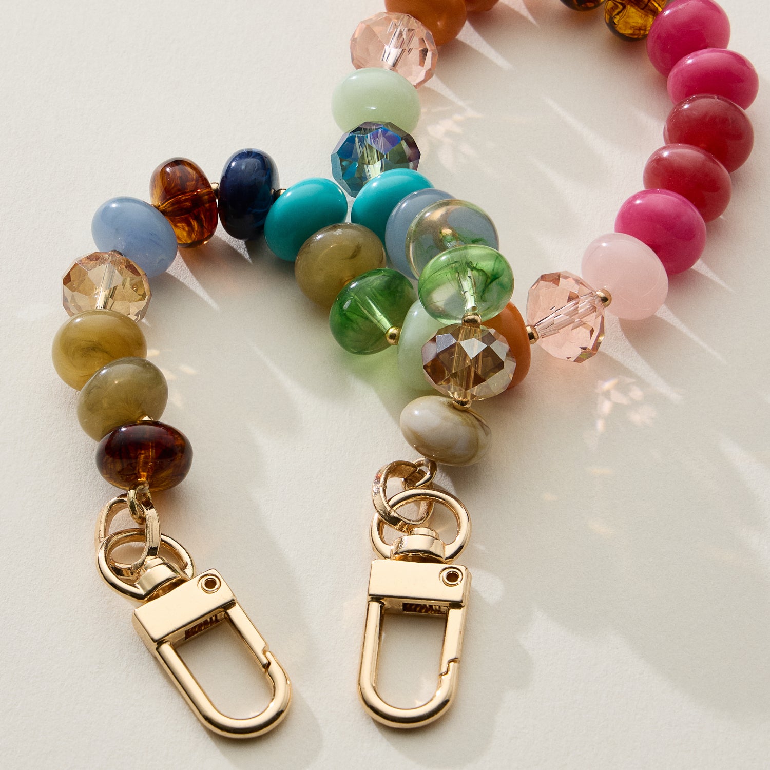 Mixed Bead Bag Keychain with Gold Clasps