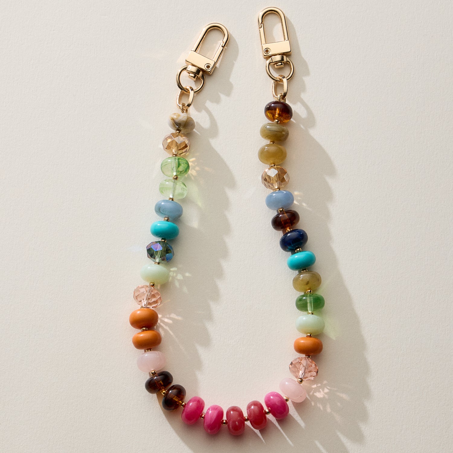 Mixed Bead Bag Keychain with Gold Clasps