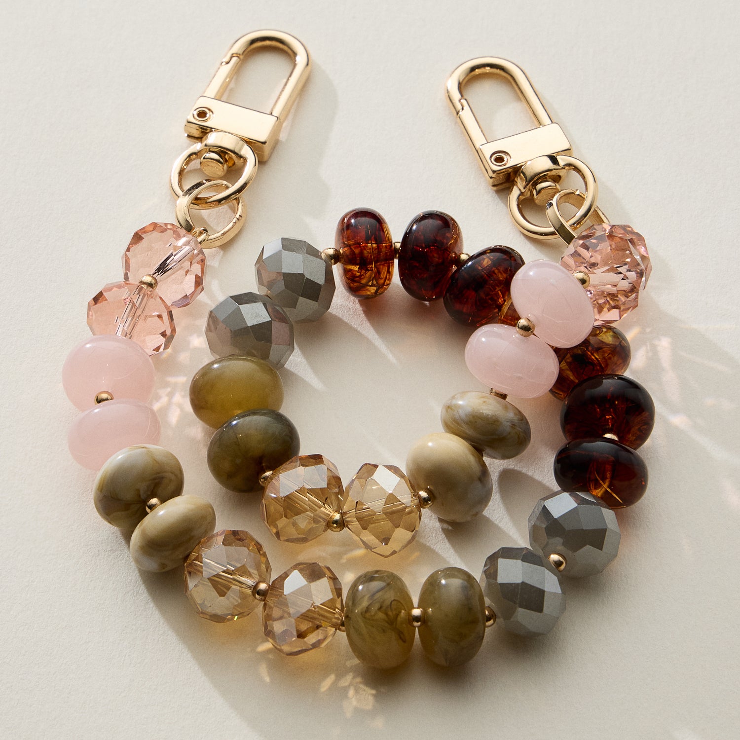 Mixed Bead Bag Keychain with Gold Clasps