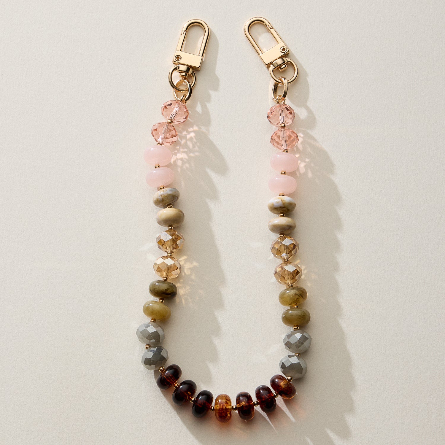 Mixed Bead Bag Keychain with Gold Clasps