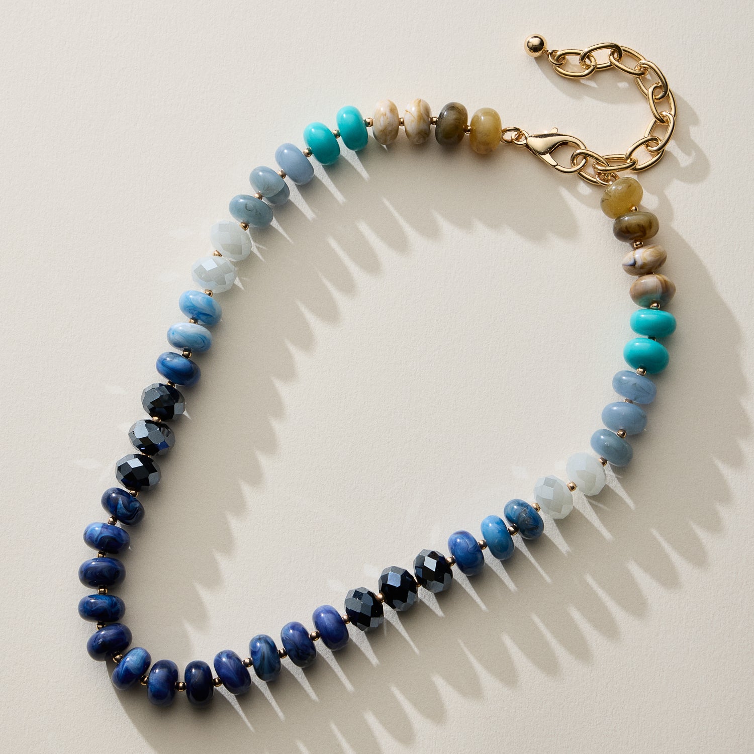 Mixed Bead Short Necklace with Adjustable Length