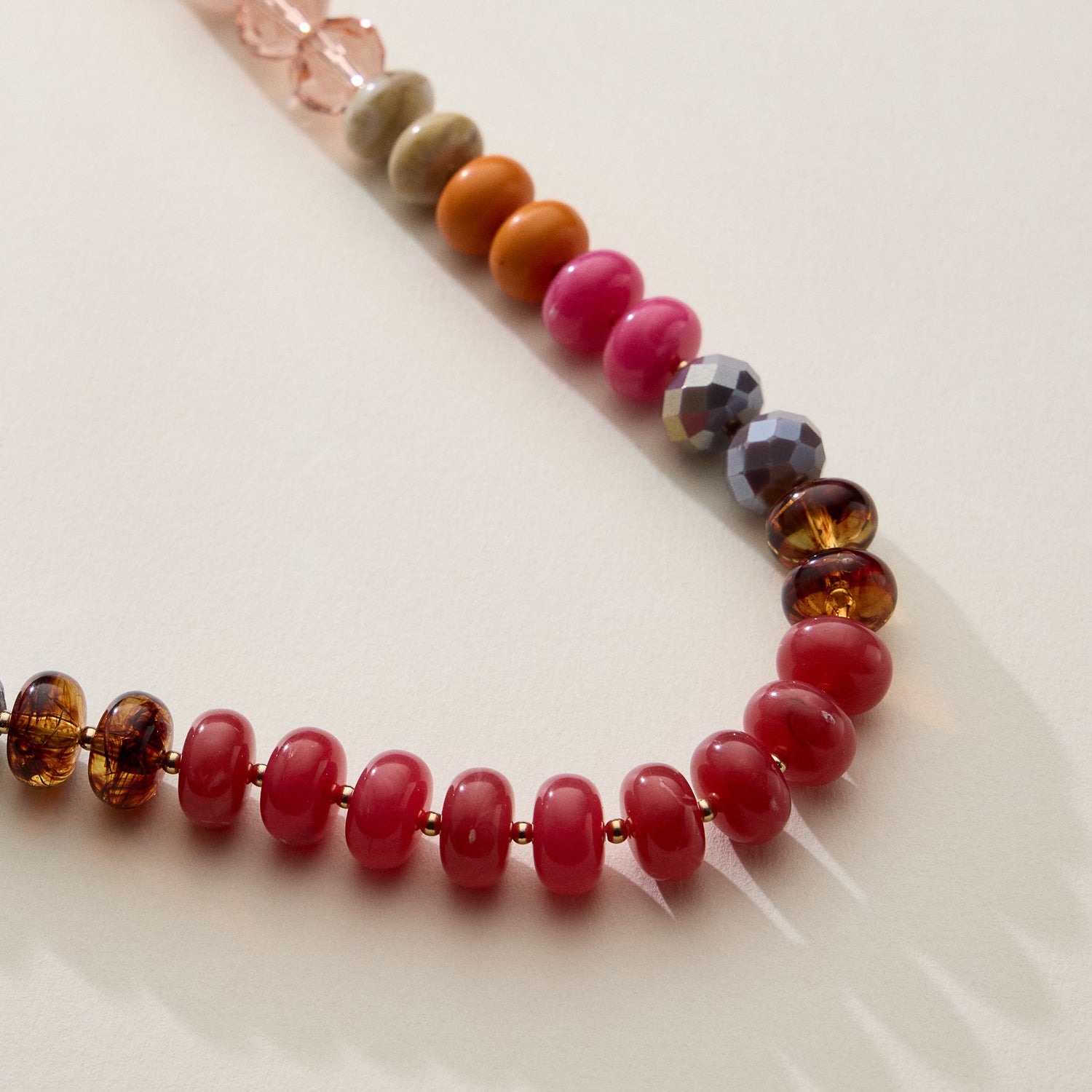 Mixed Bead Short Necklace with Adjustable Length