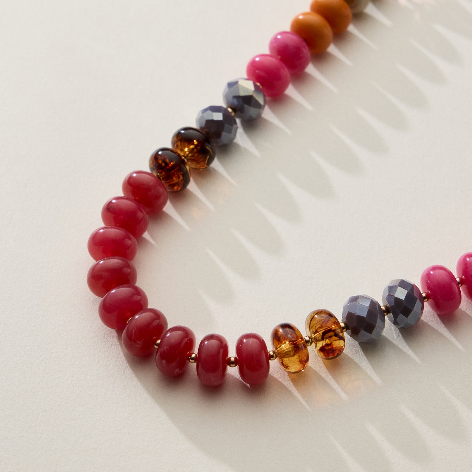 Mixed Bead Short Necklace with Adjustable Length