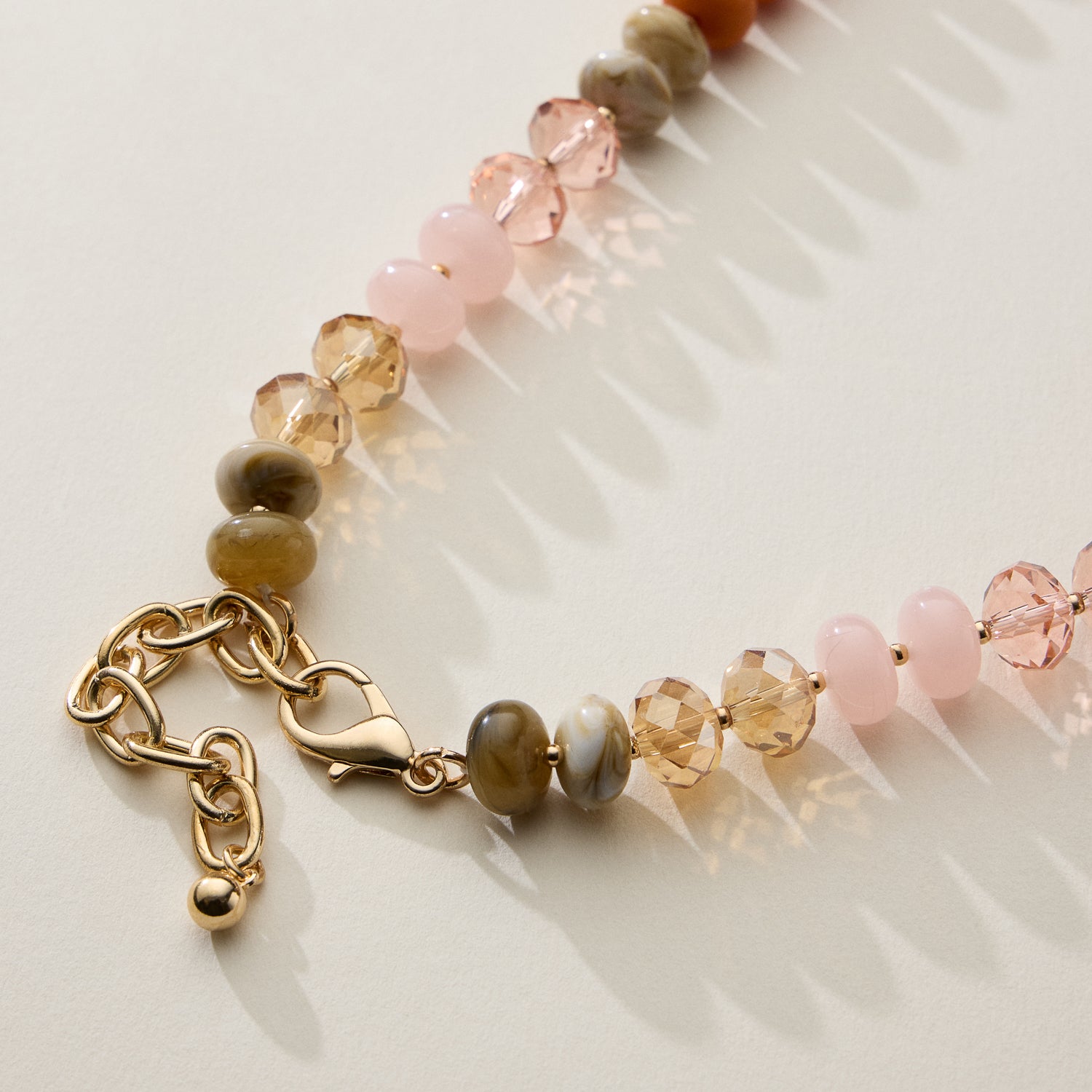 Mixed Bead Short Necklace with Adjustable Length