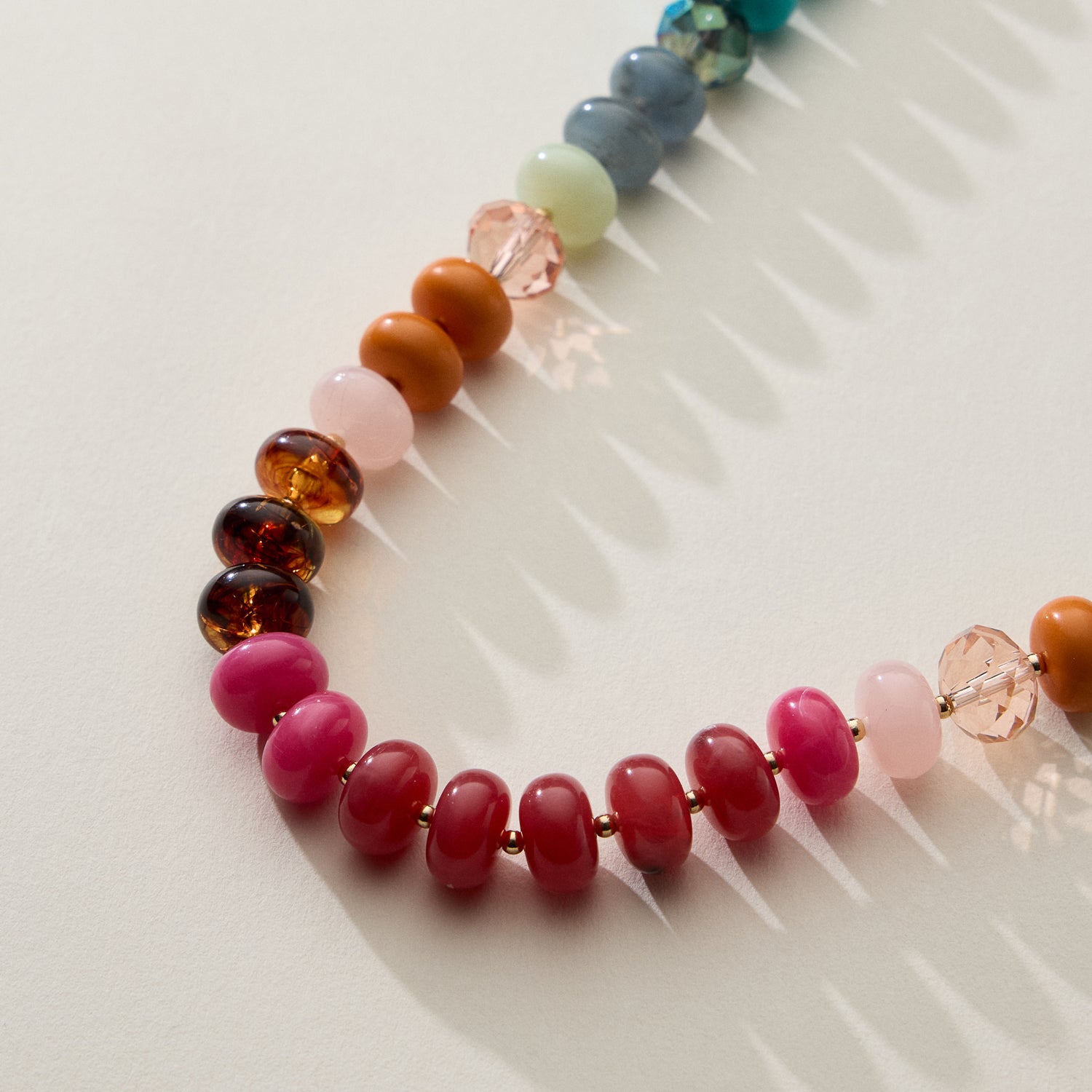 Mixed Bead Short Necklace with Adjustable Length