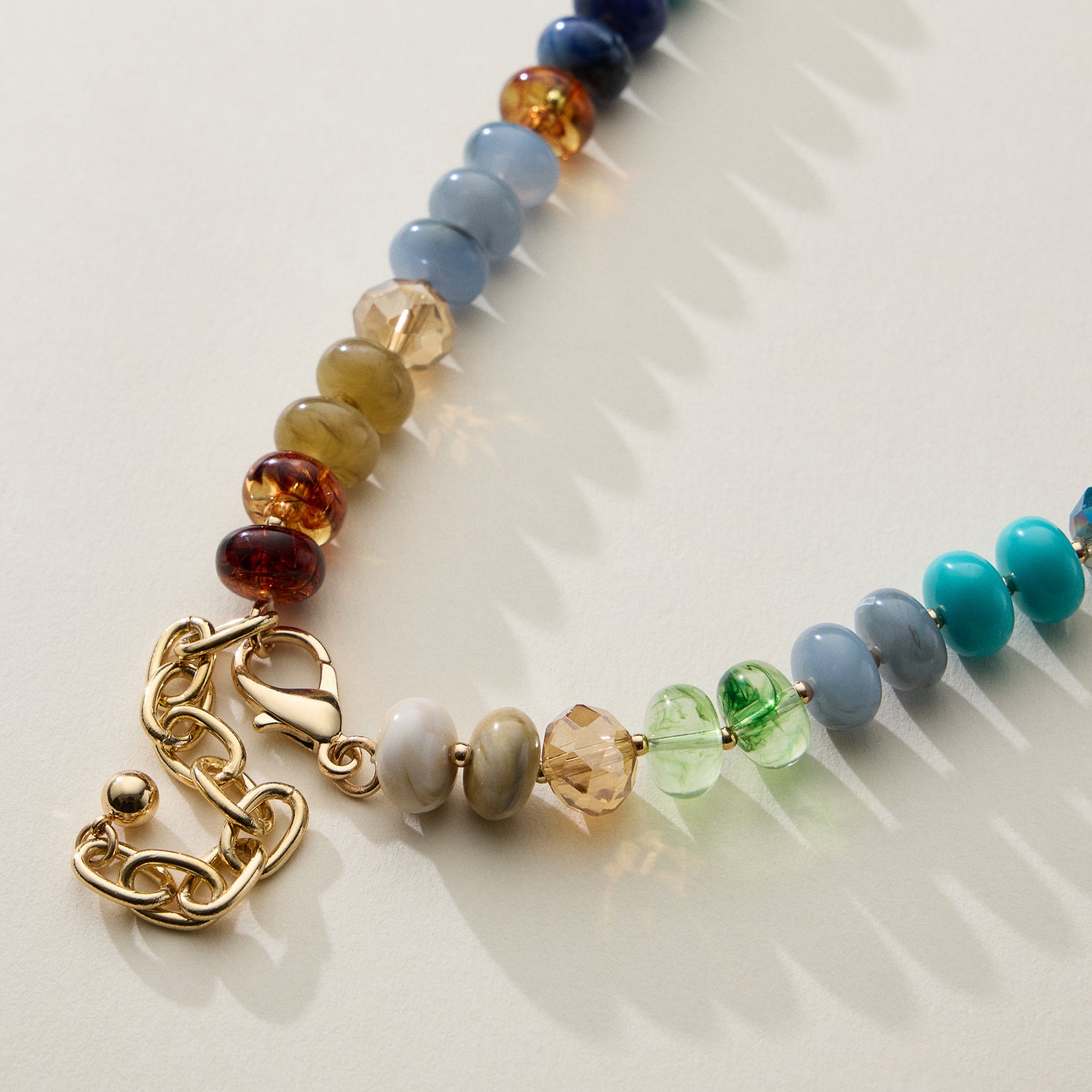 Mixed Bead Short Necklace with Adjustable Length