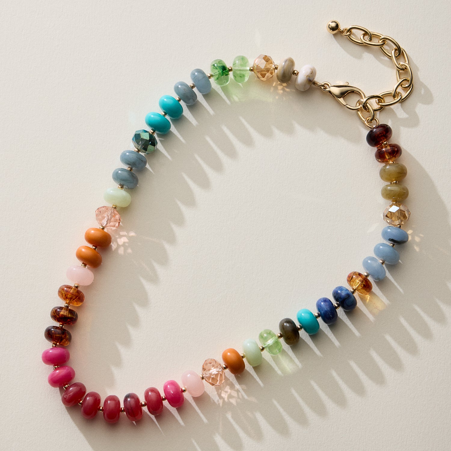 Mixed Bead Short Necklace with Adjustable Length
