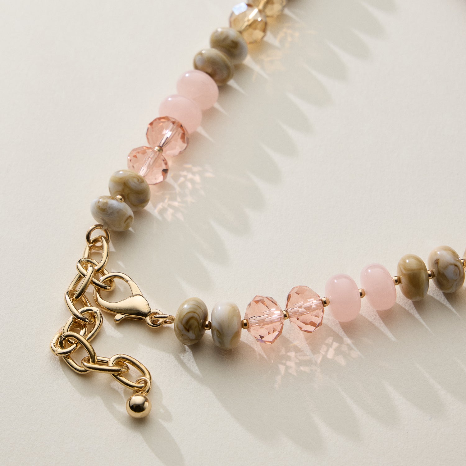 Mixed Bead Short Necklace with Adjustable Length