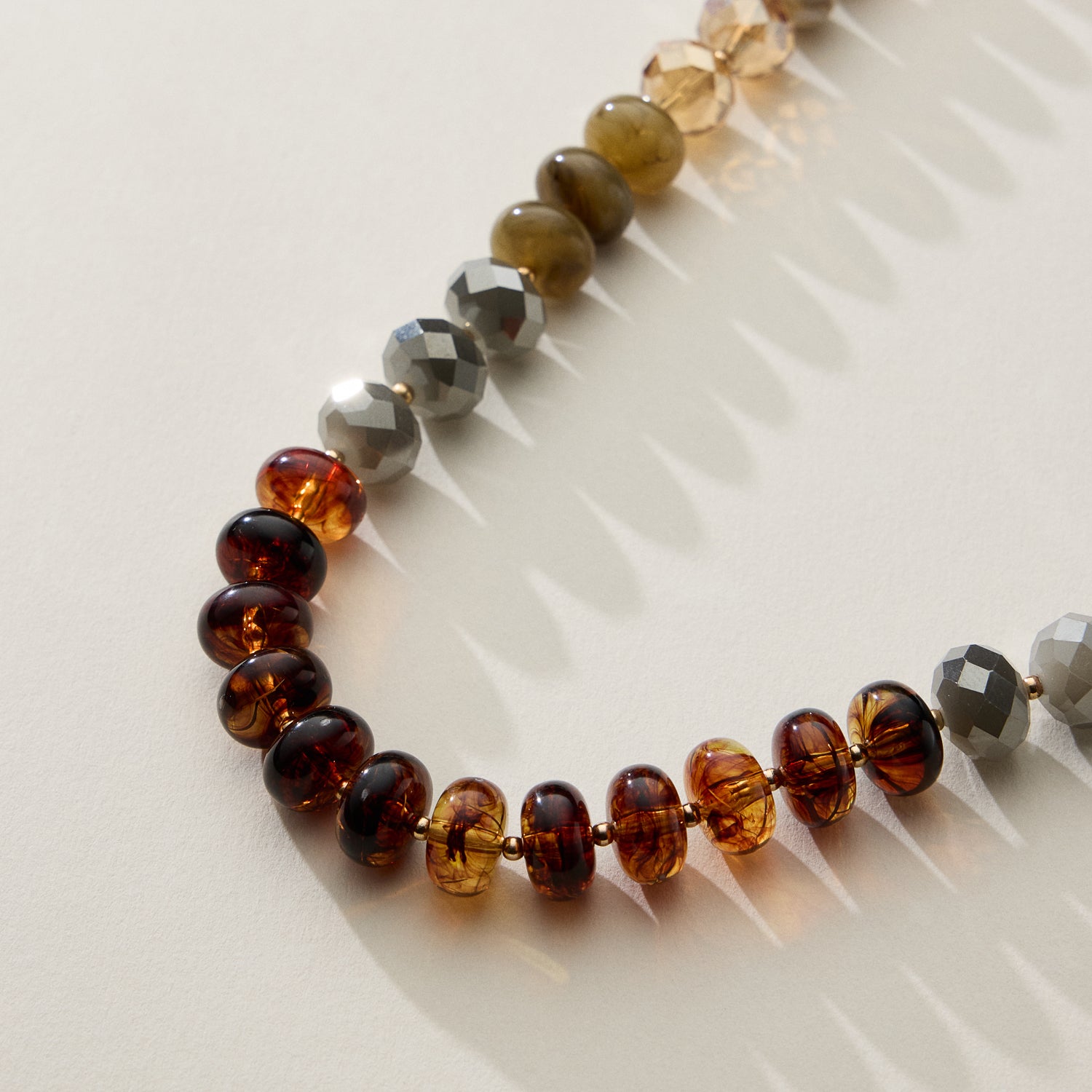 Mixed Bead Short Necklace with Adjustable Length