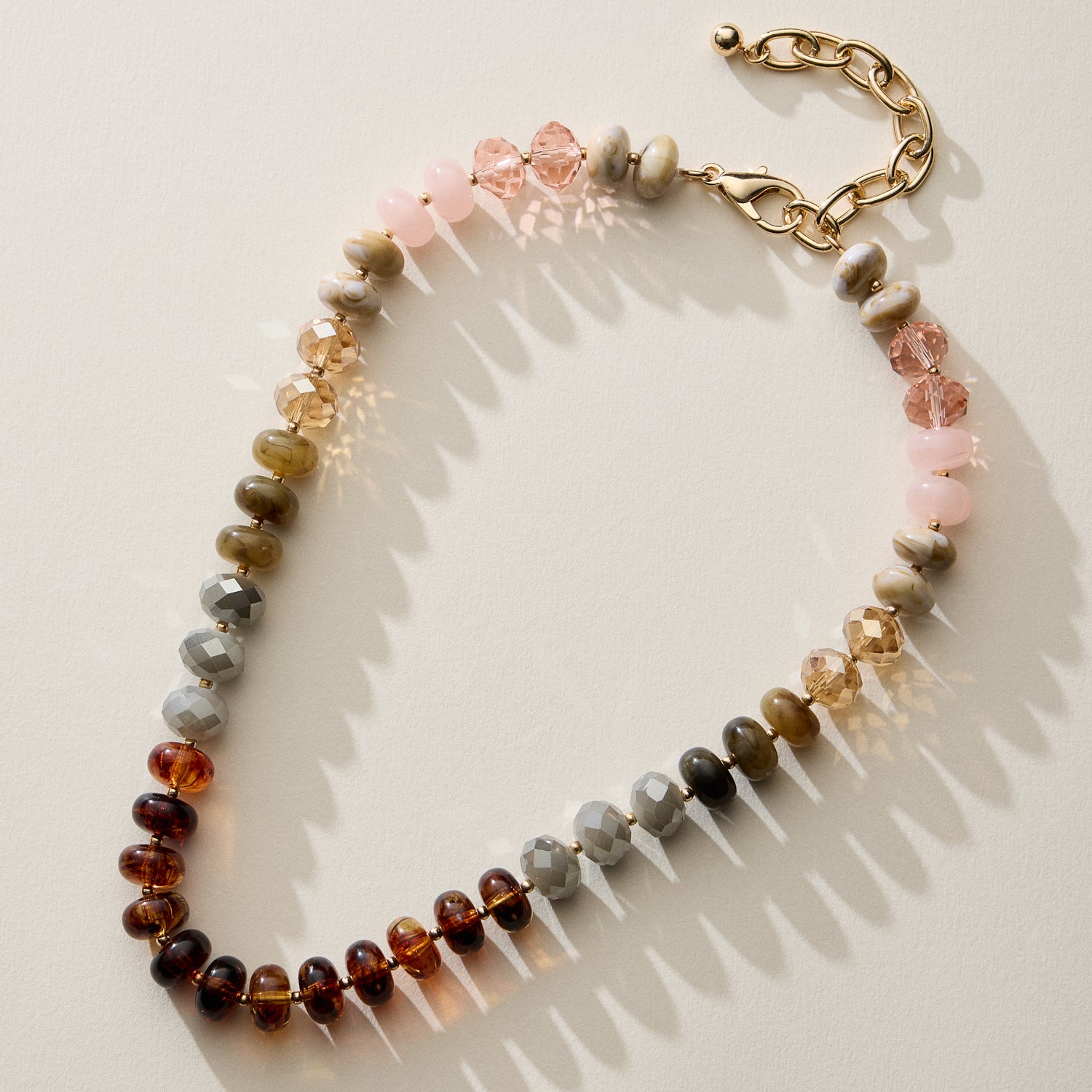 Mixed Bead Short Necklace with Adjustable Length