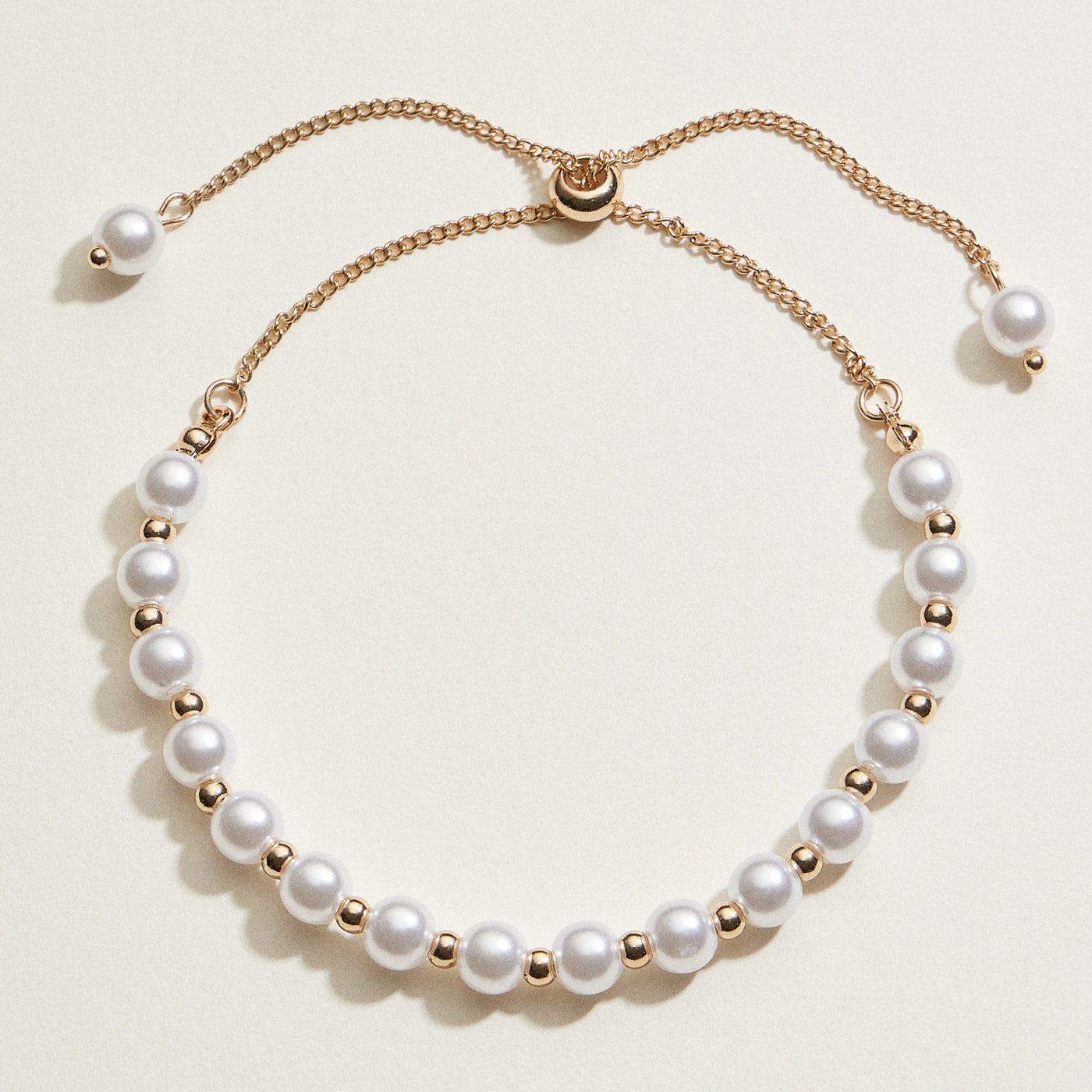 Pearl Station Pull Tie Bracelet | Faux Pearl Jewelry