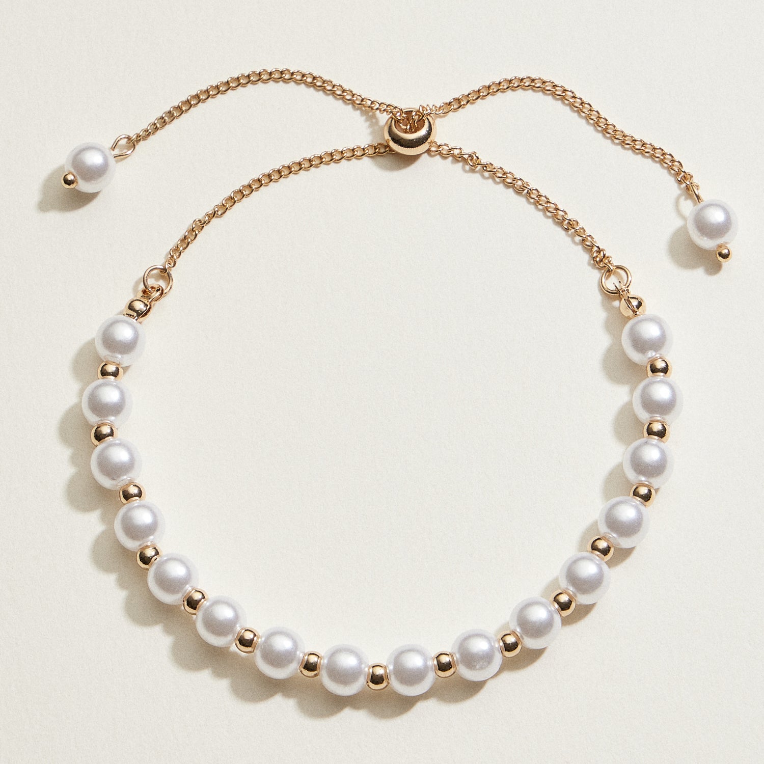 Pearl Station Pull Tie Bracelet | Faux Pearl Jewelry