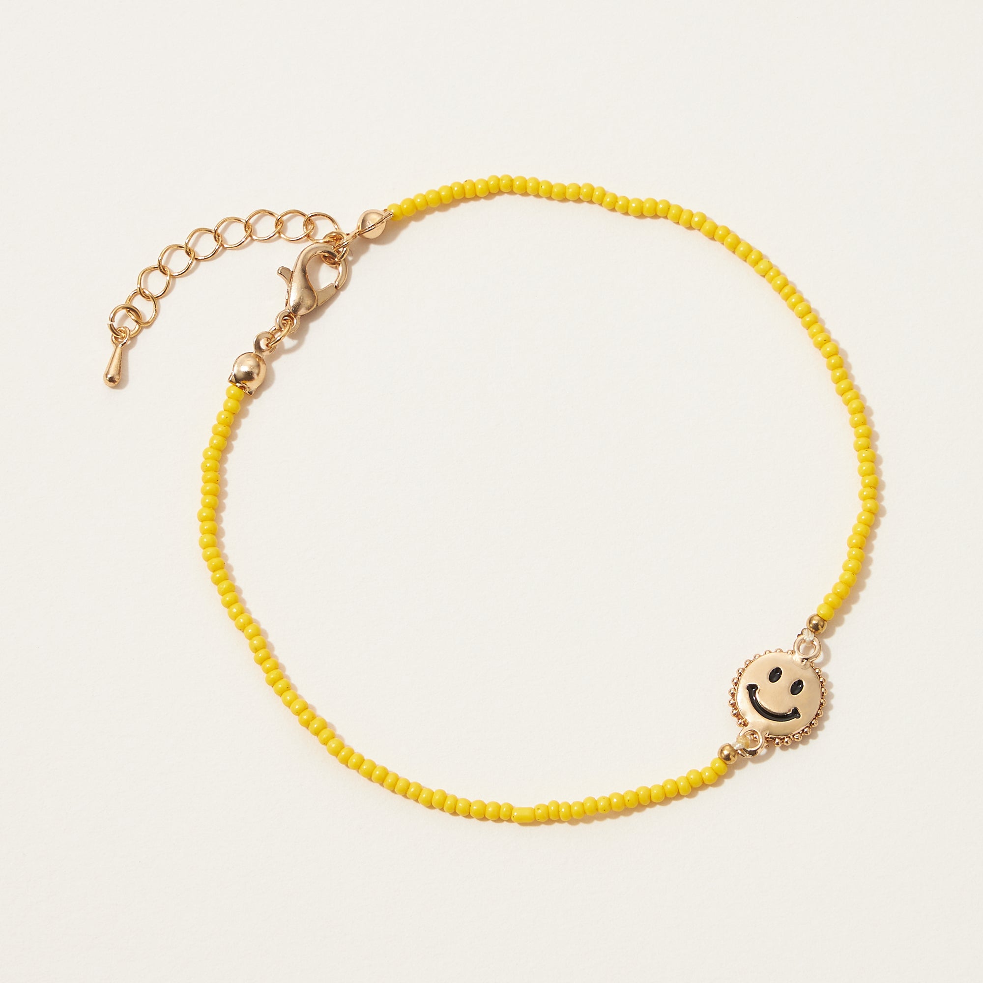 Smiley Pendant Beaded Anklet