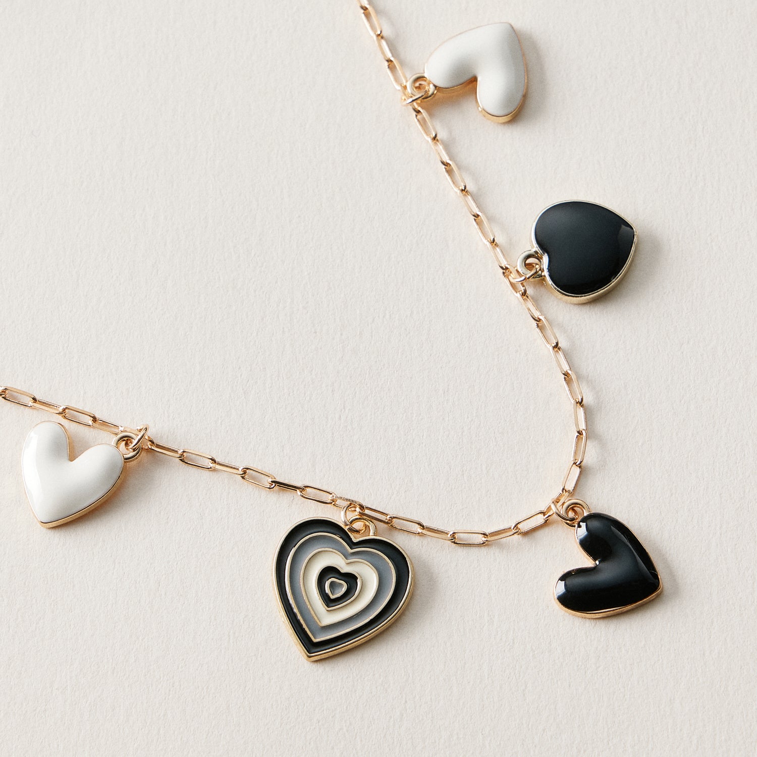 Black Heart Charm Anklet | Retro Layered Heart Chain