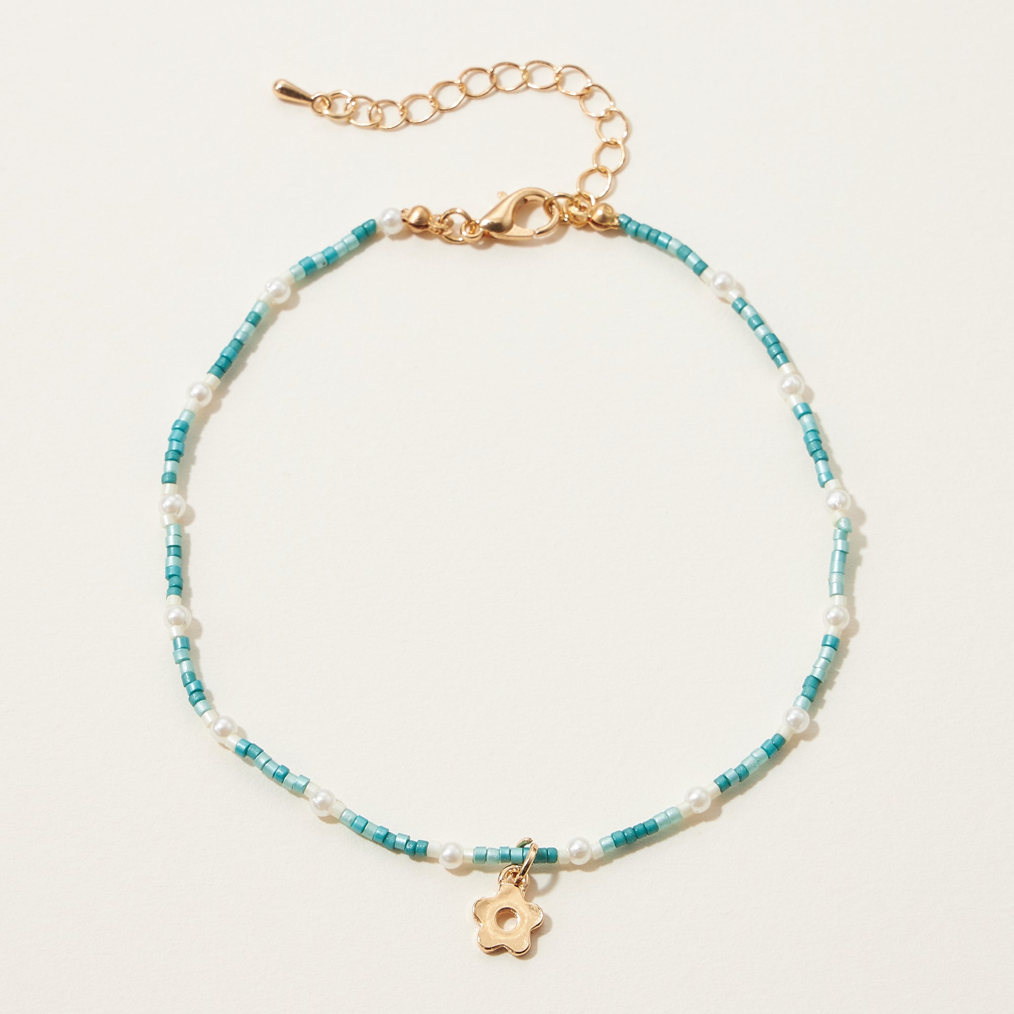 Seed Bead Flower Charm Anklet - Frem
