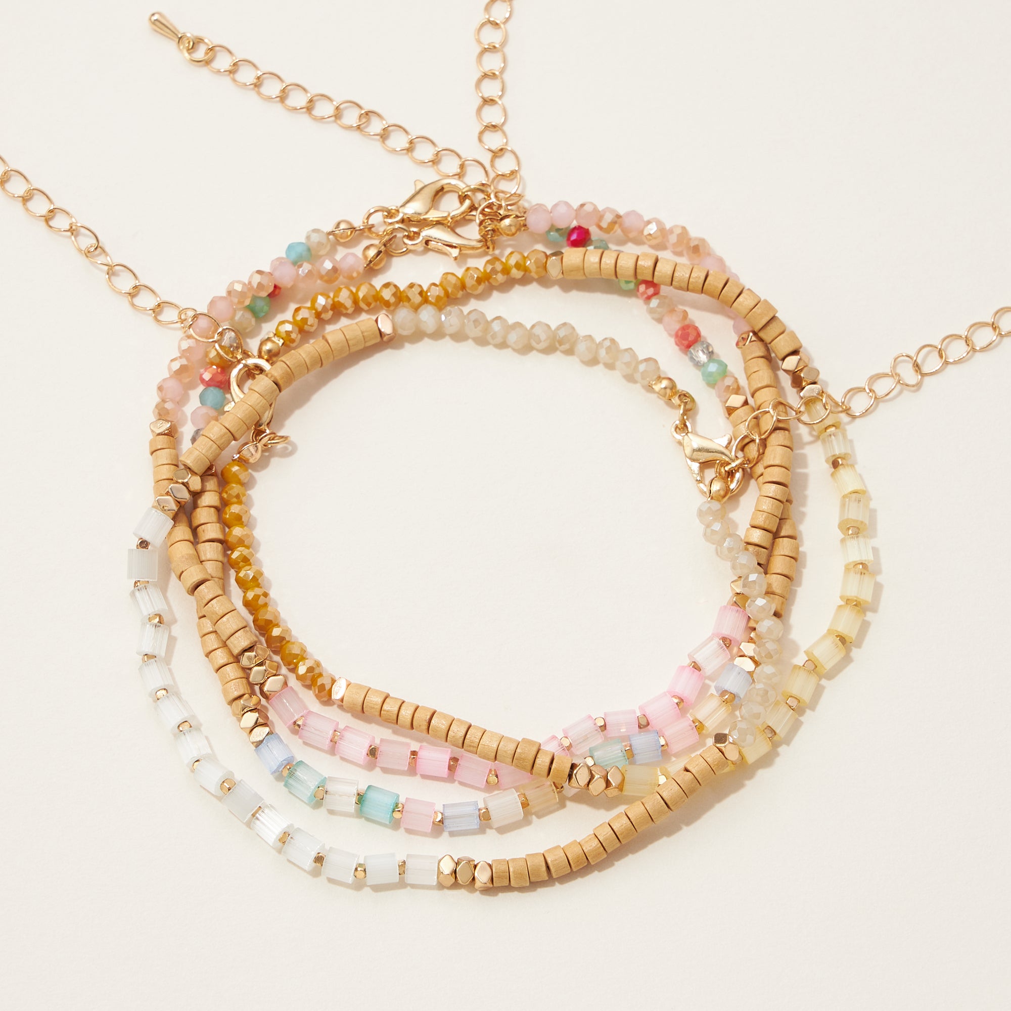 Wood and Glass Beaded Anklet