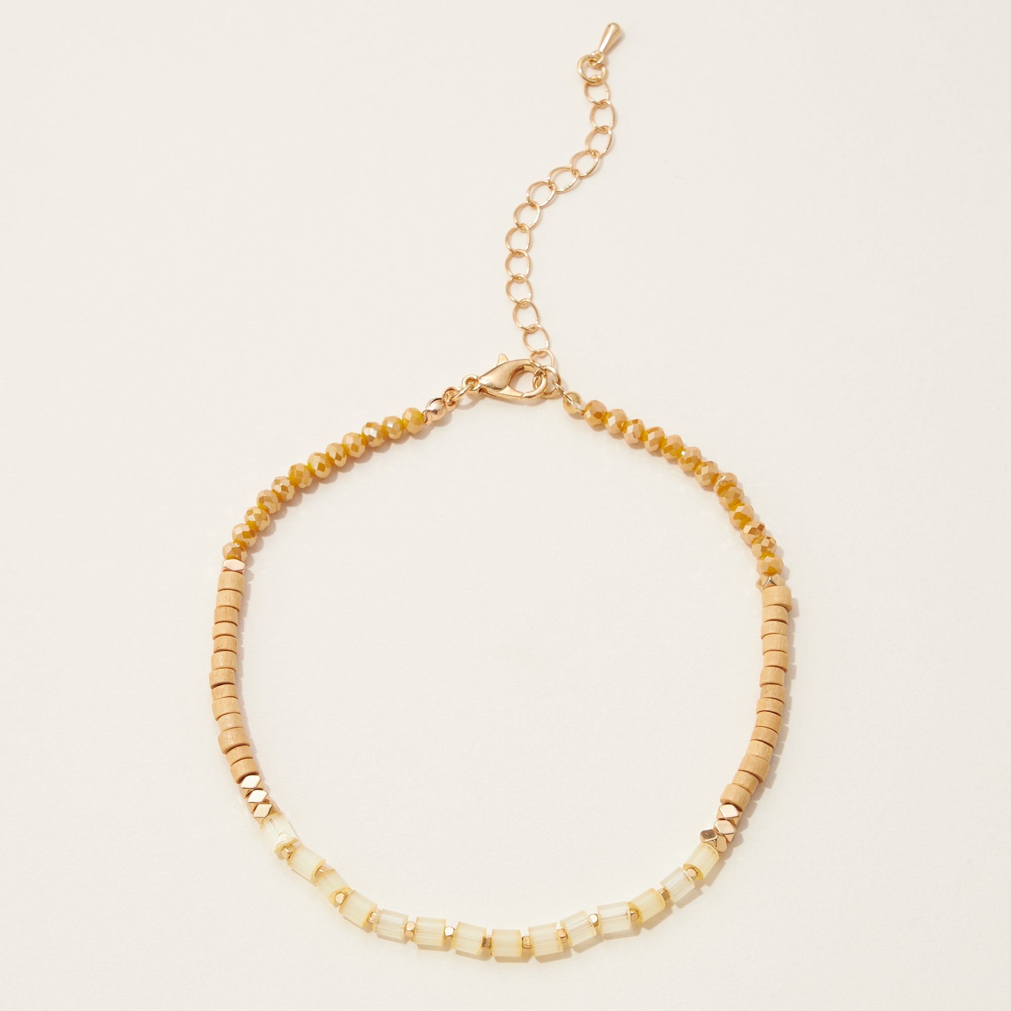 Wood and Glass Beaded Anklet