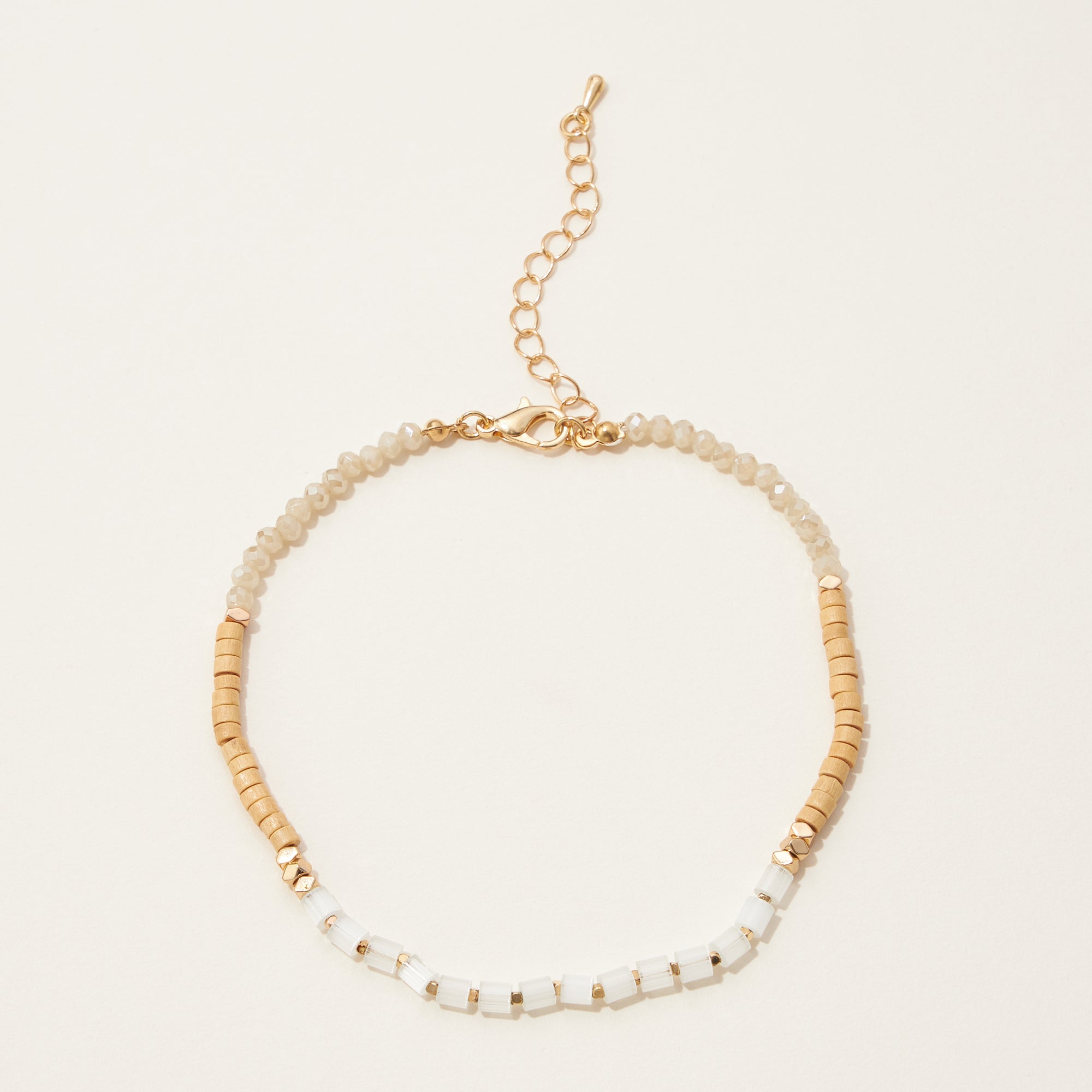 Wood and Glass Beaded Anklet