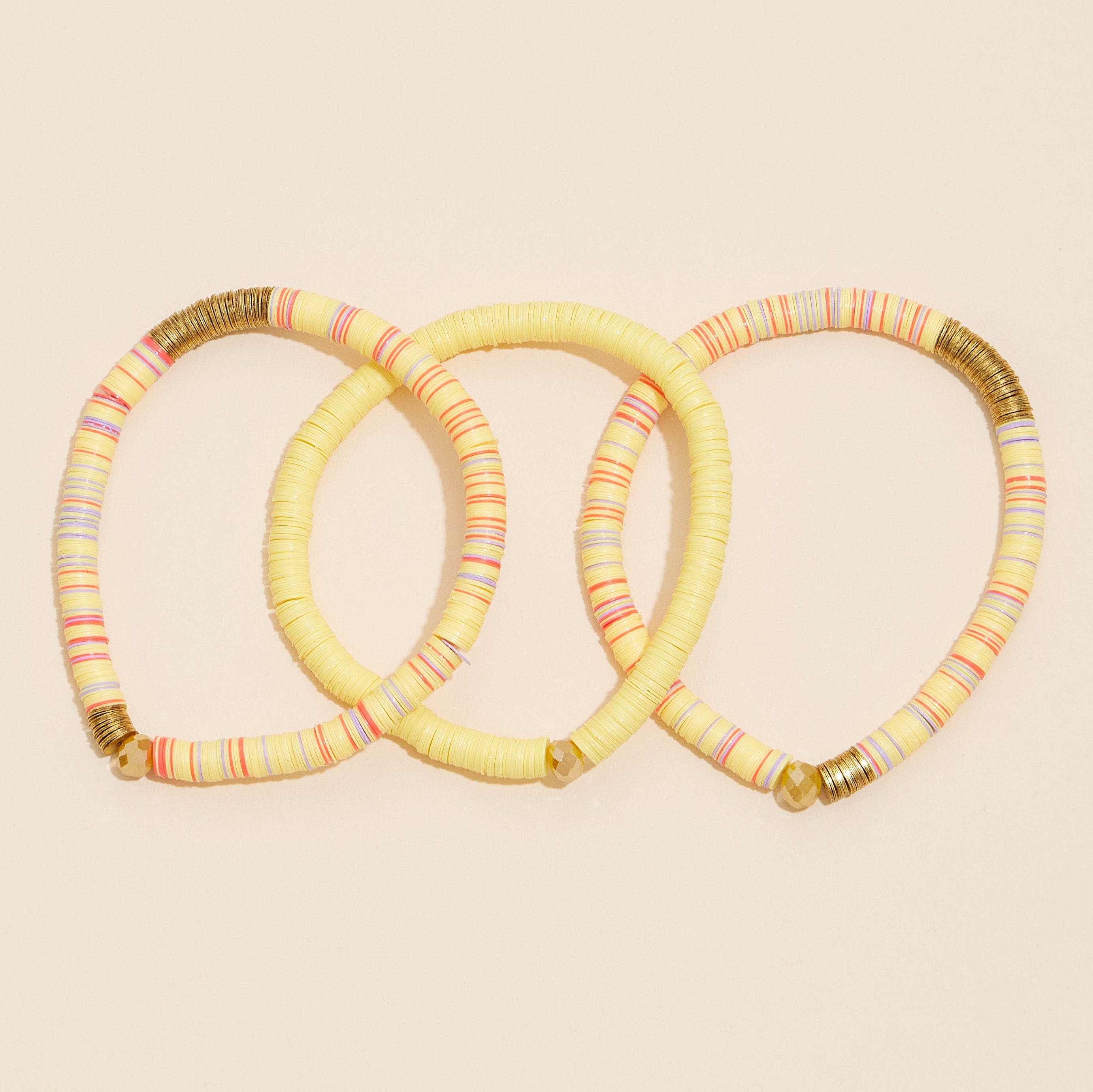 Layered Beaded Bracelet Set with Rubber Discs - Frem