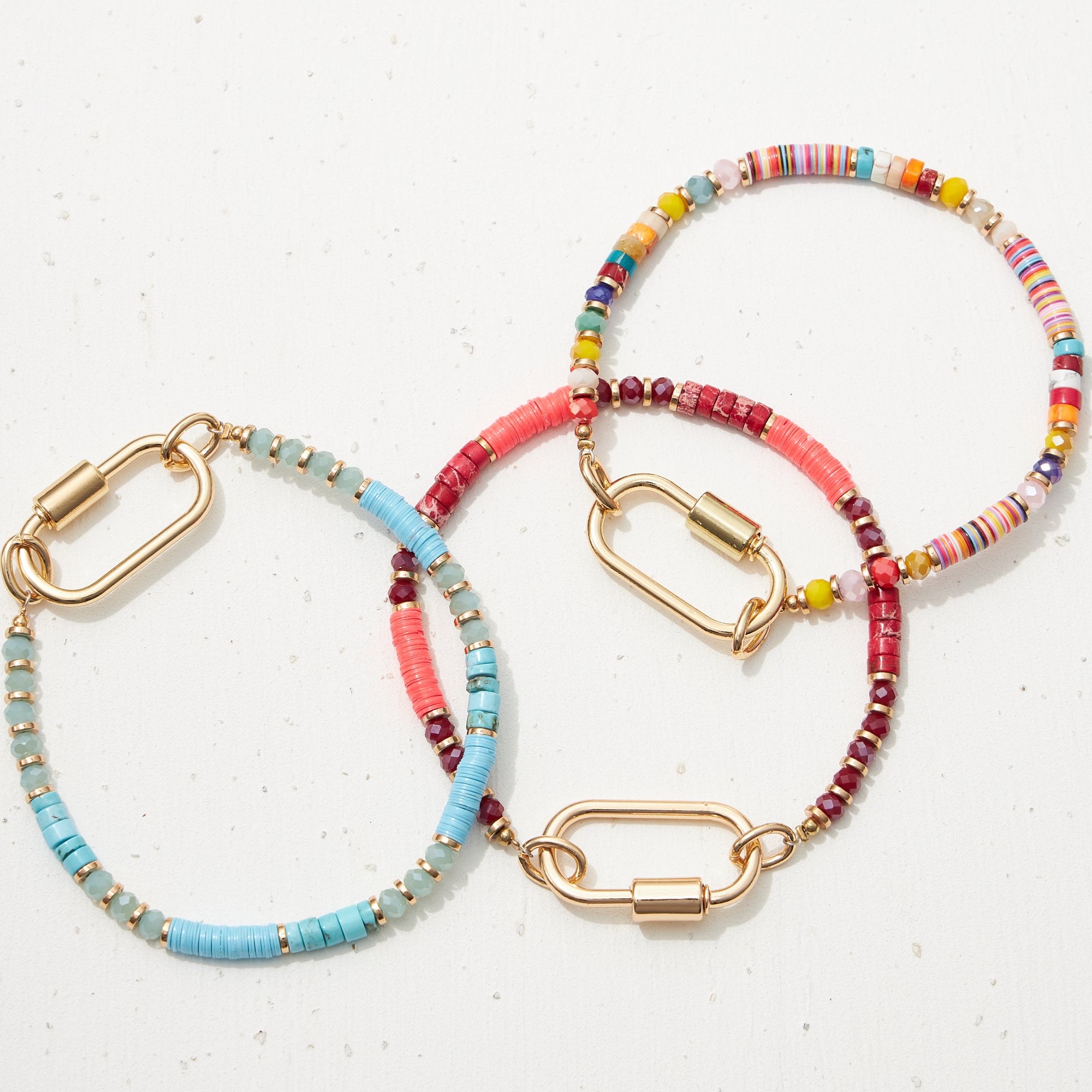 Glass and Pipe Stone Carabiner Bracelet