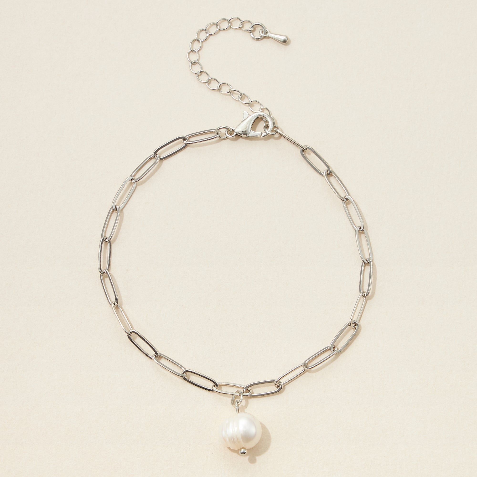 Freshwater Pearl Paperclip Chain Bracelet