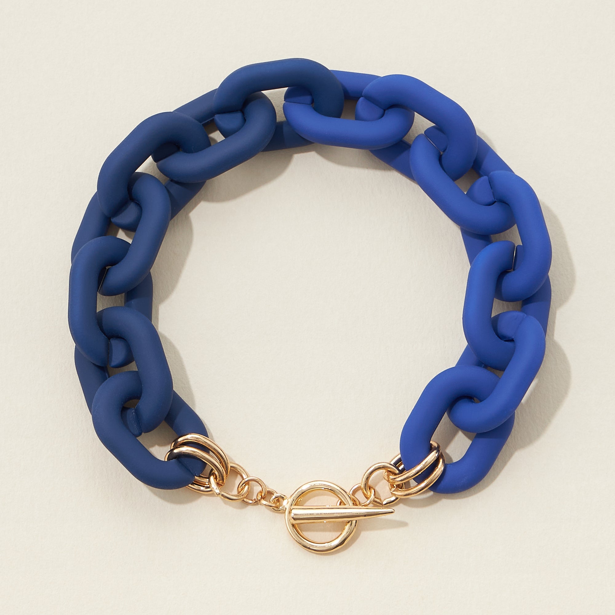 Chunky Colorful Chain Link Bracelet with Gold Clasp