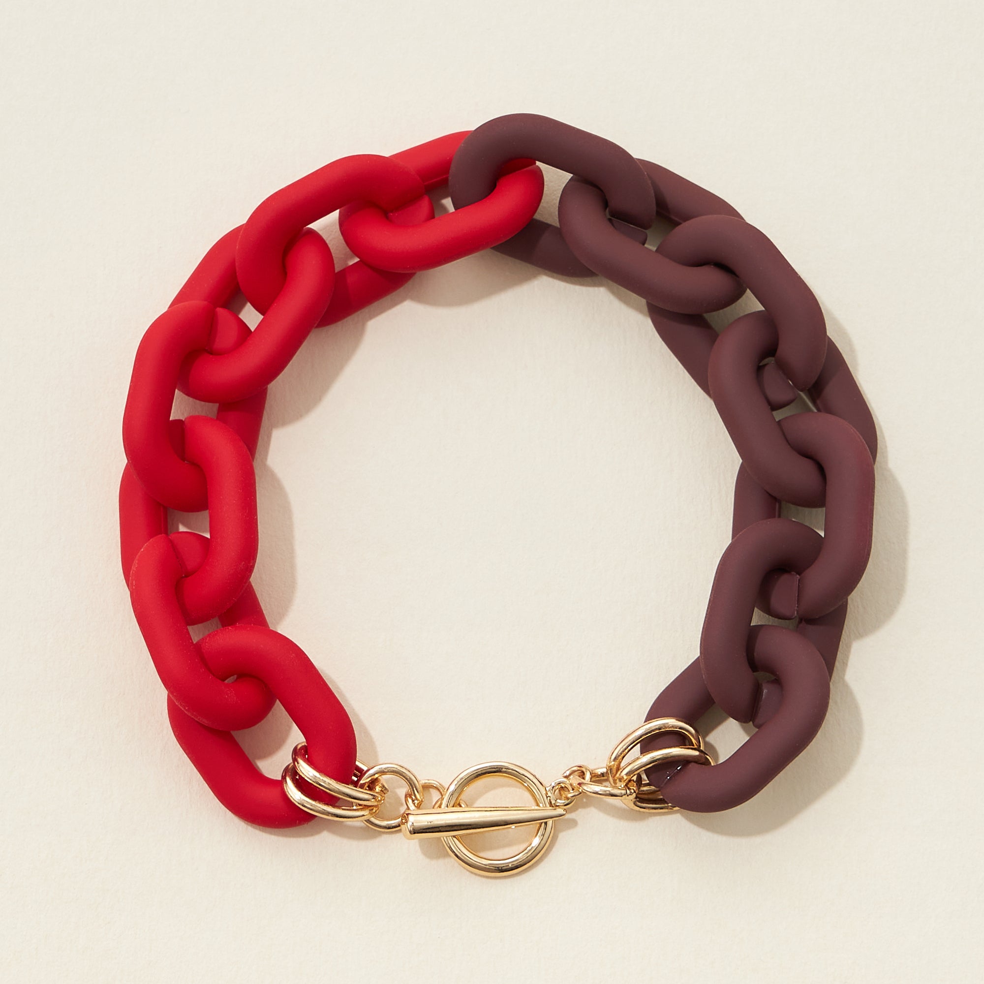 Chunky Colorful Chain Link Bracelet with Gold Clasp