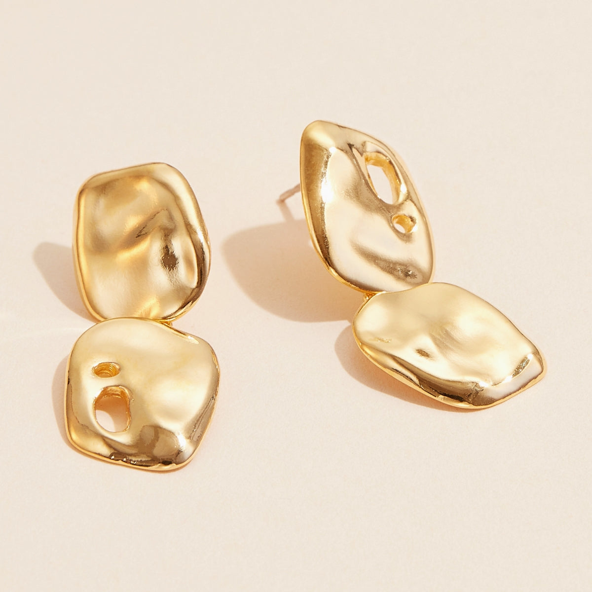 Organic 18K Gold-Plated Stainless Steel Drop Earrings