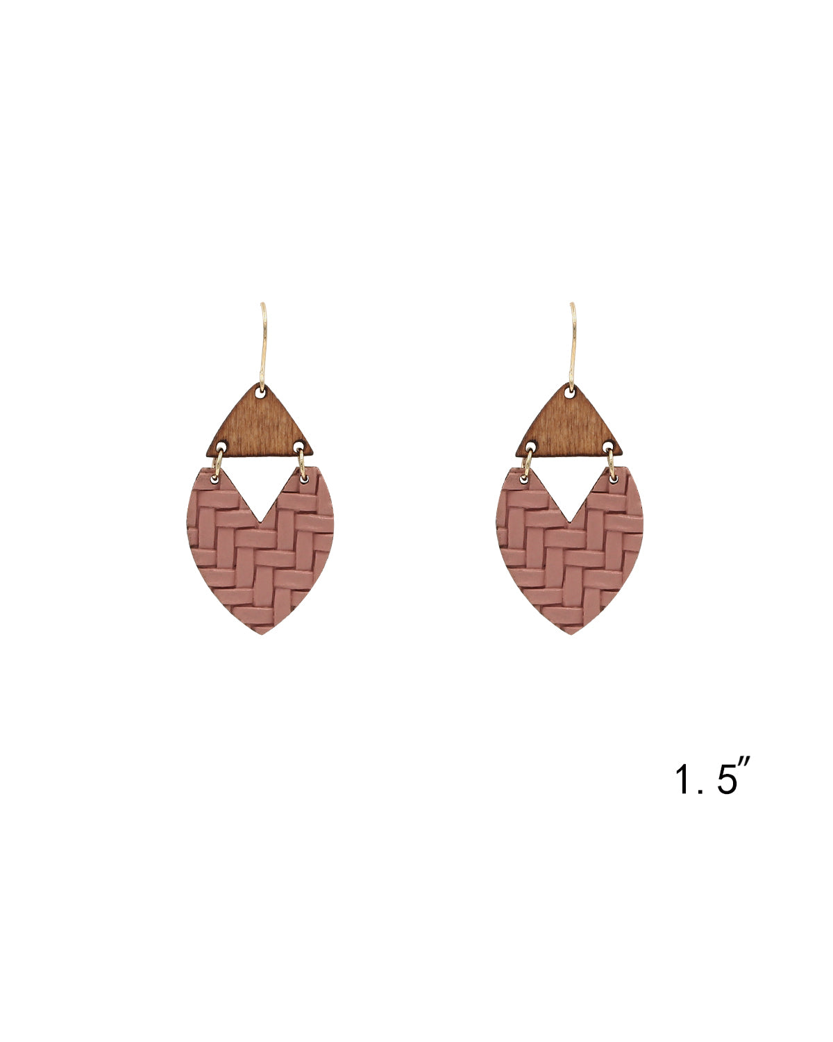 Textured Leather & Wood Earrings