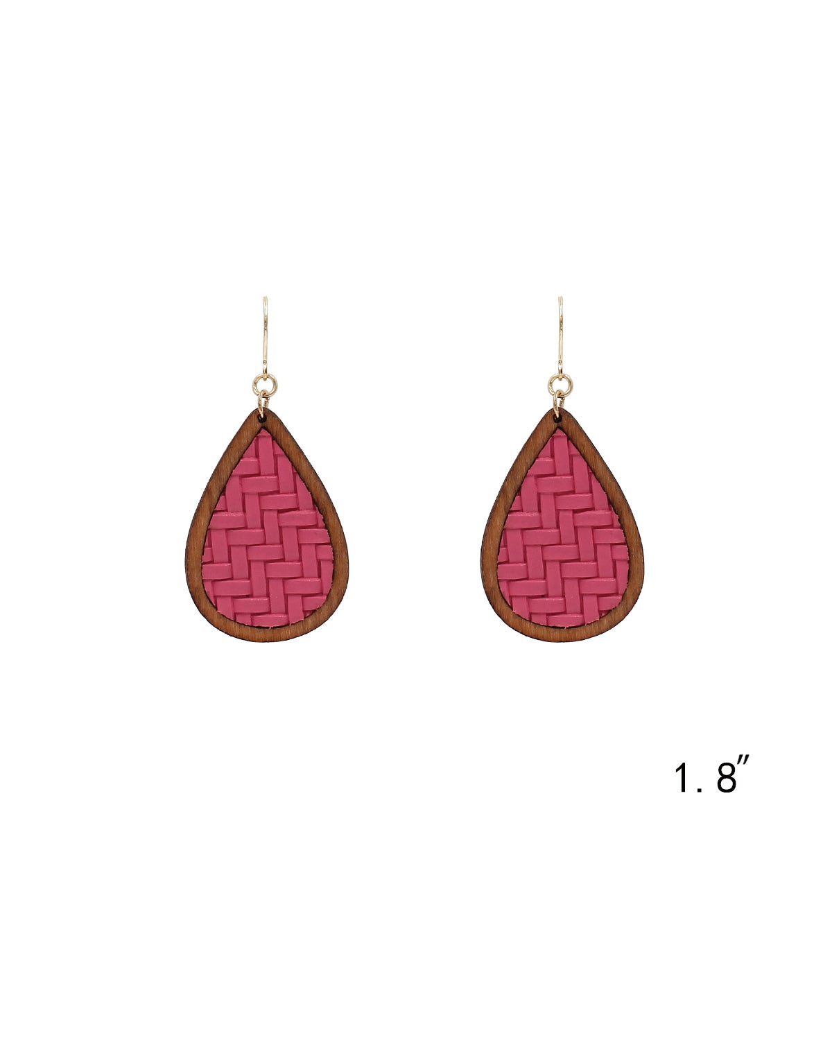 Textured Leather & Wood Teardrop Earrings
