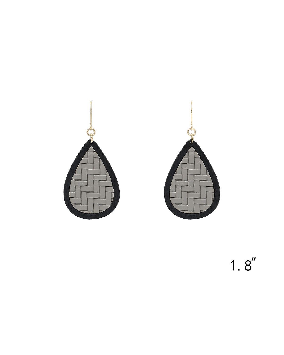Textured Leather & Wood Teardrop Earrings